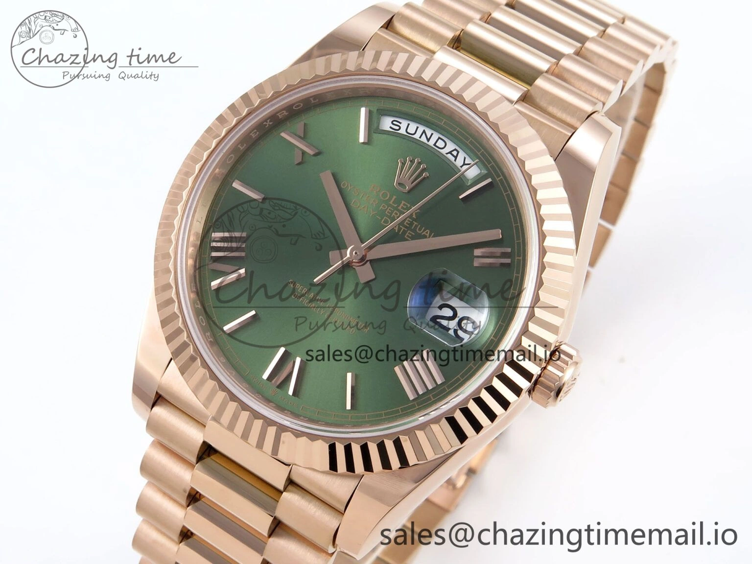 Day Date 40 RG 228235 Noob 1:1 Best Edition Green Roman Dial on President Bracelet A2836 (Gain Weight) QuickDry 791