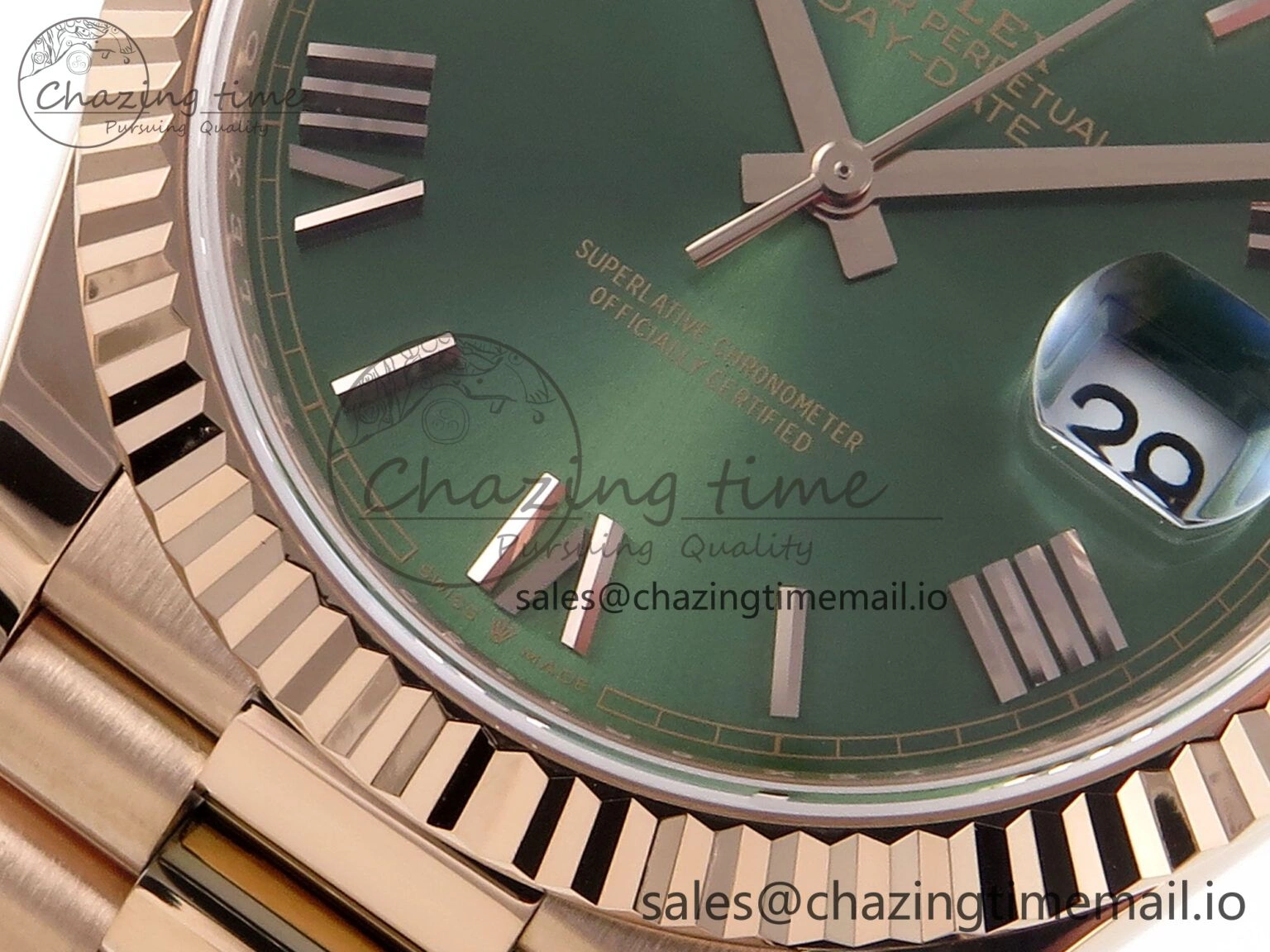 Day Date 40 RG 228235 Noob 1:1 Best Edition Green Roman Dial on President Bracelet A2836 (Gain Weight) QuickDry 791