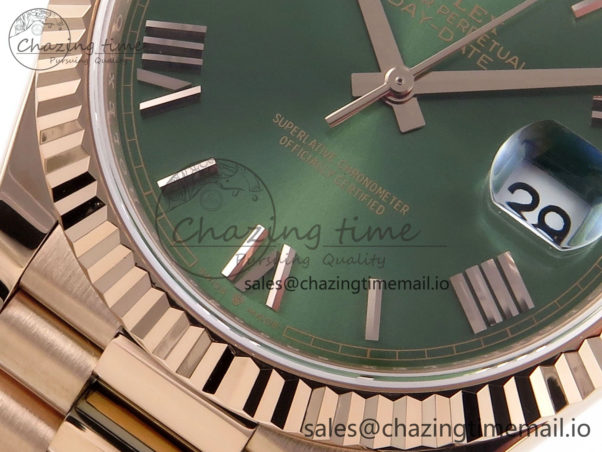 Day Date 40 RG 228235 Noob 1:1 Best Edition Green Roman Dial on President Bracelet A2836 (Gain Weight) QuickDry 791