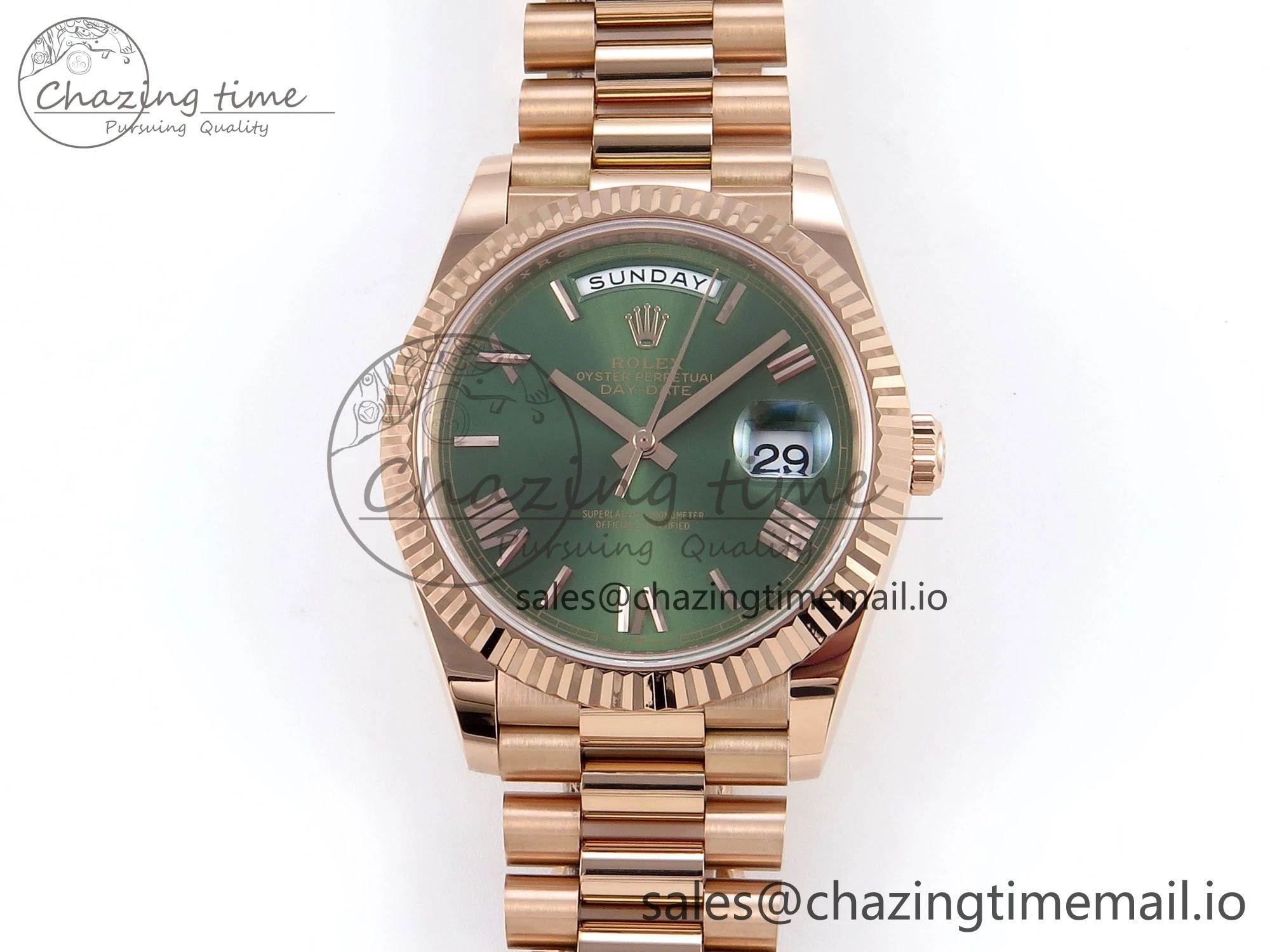 Day Date 40 RG 228235 Noob 1:1 Best Edition Green Roman Dial on President Bracelet A2836 (Gain Weight) QuickDry 791