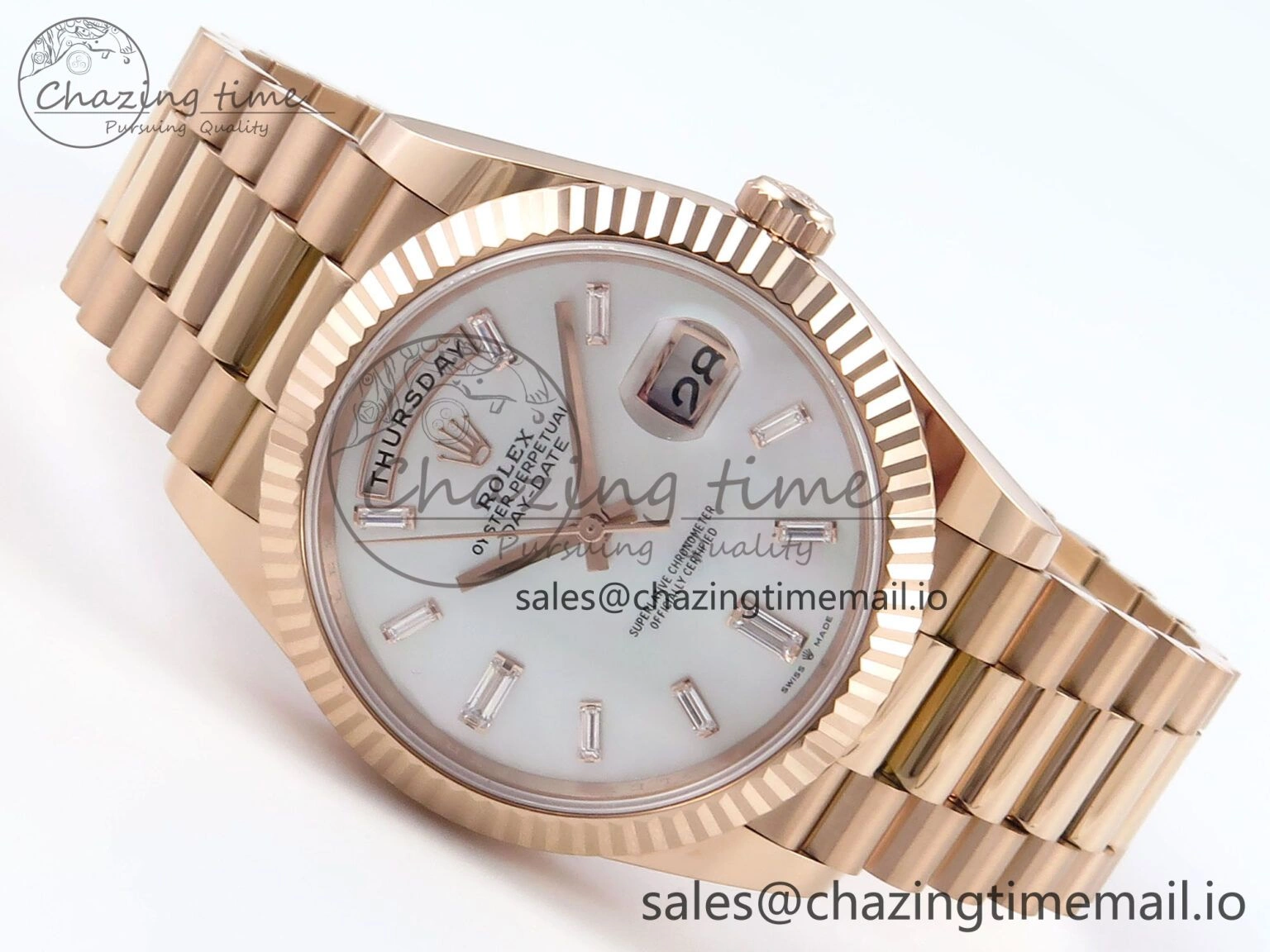 Day Date 40 RG 228235 Noob 1:1 Best Edition White MOP Crystal Dial on President Bracelet A2836 (Gain Weight) NewStyle 788