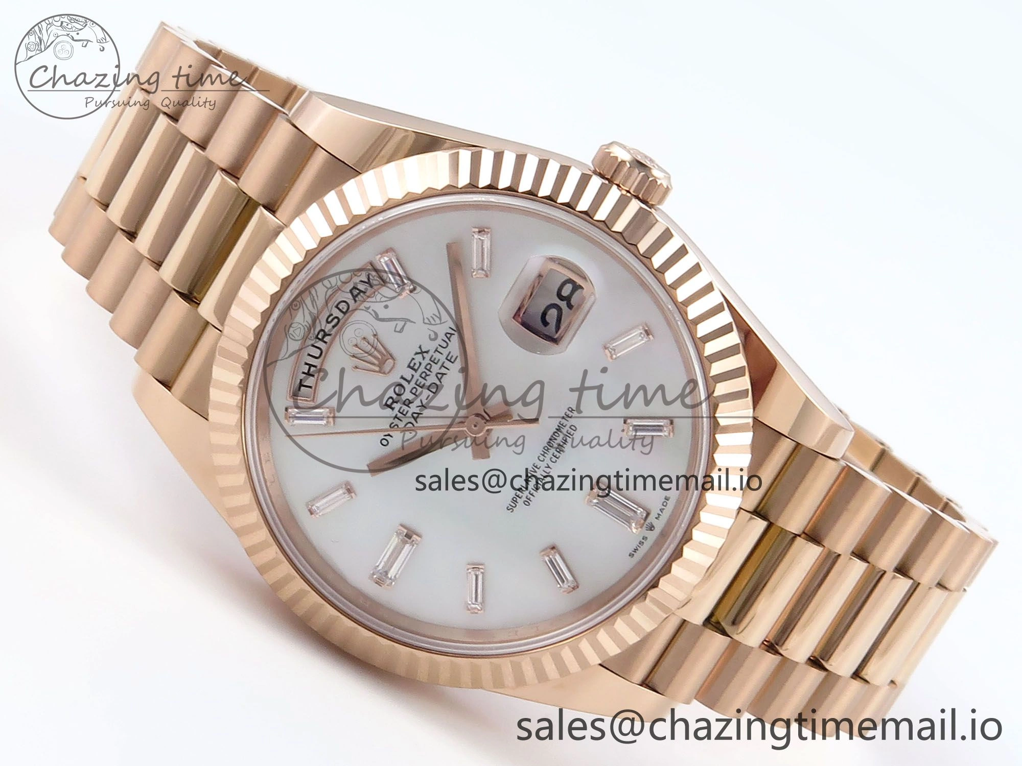 Day Date 40 RG 228235 Noob 1:1 Best Edition White MOP Crystal Dial on President Bracelet A2836 (Gain Weight) NewStyle 788