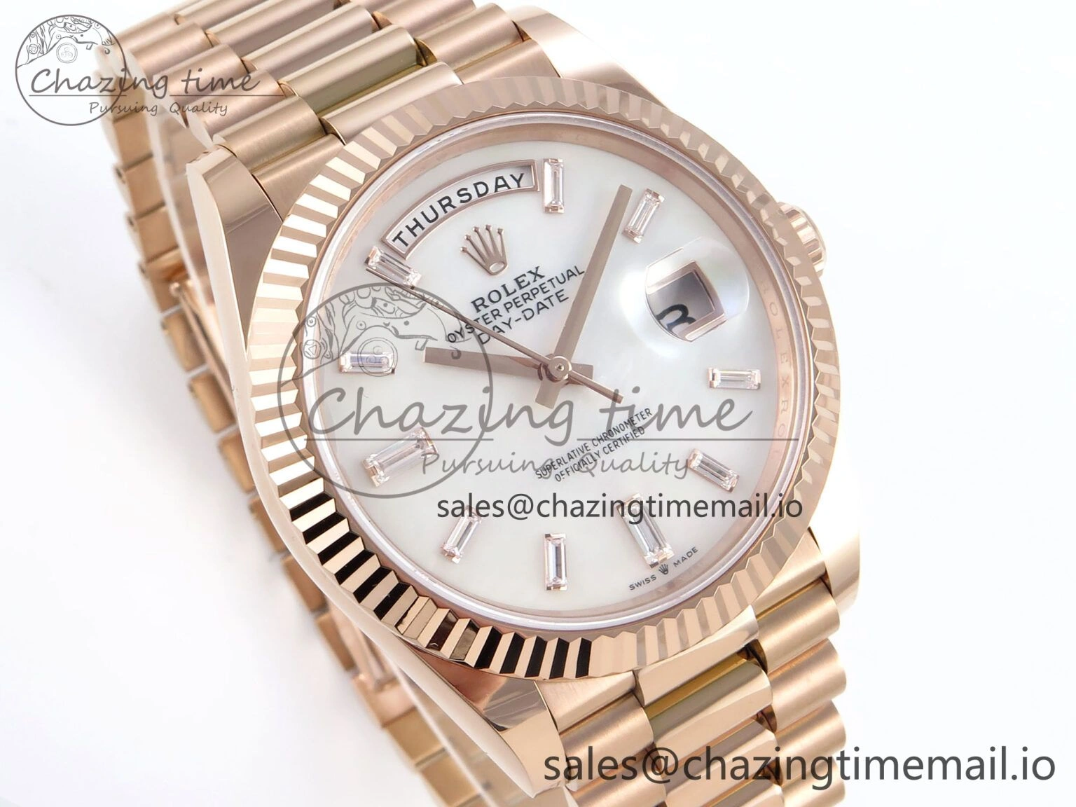 Day Date 40 RG 228235 Noob 1:1 Best Edition White MOP Crystal Dial on President Bracelet A2836 (Gain Weight) NewStyle 788