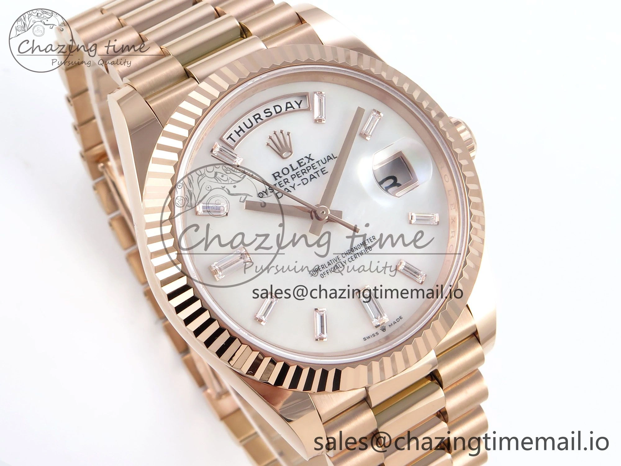 Day Date 40 RG 228235 Noob 1:1 Best Edition White MOP Crystal Dial on President Bracelet A2836 (Gain Weight) NewStyle 788