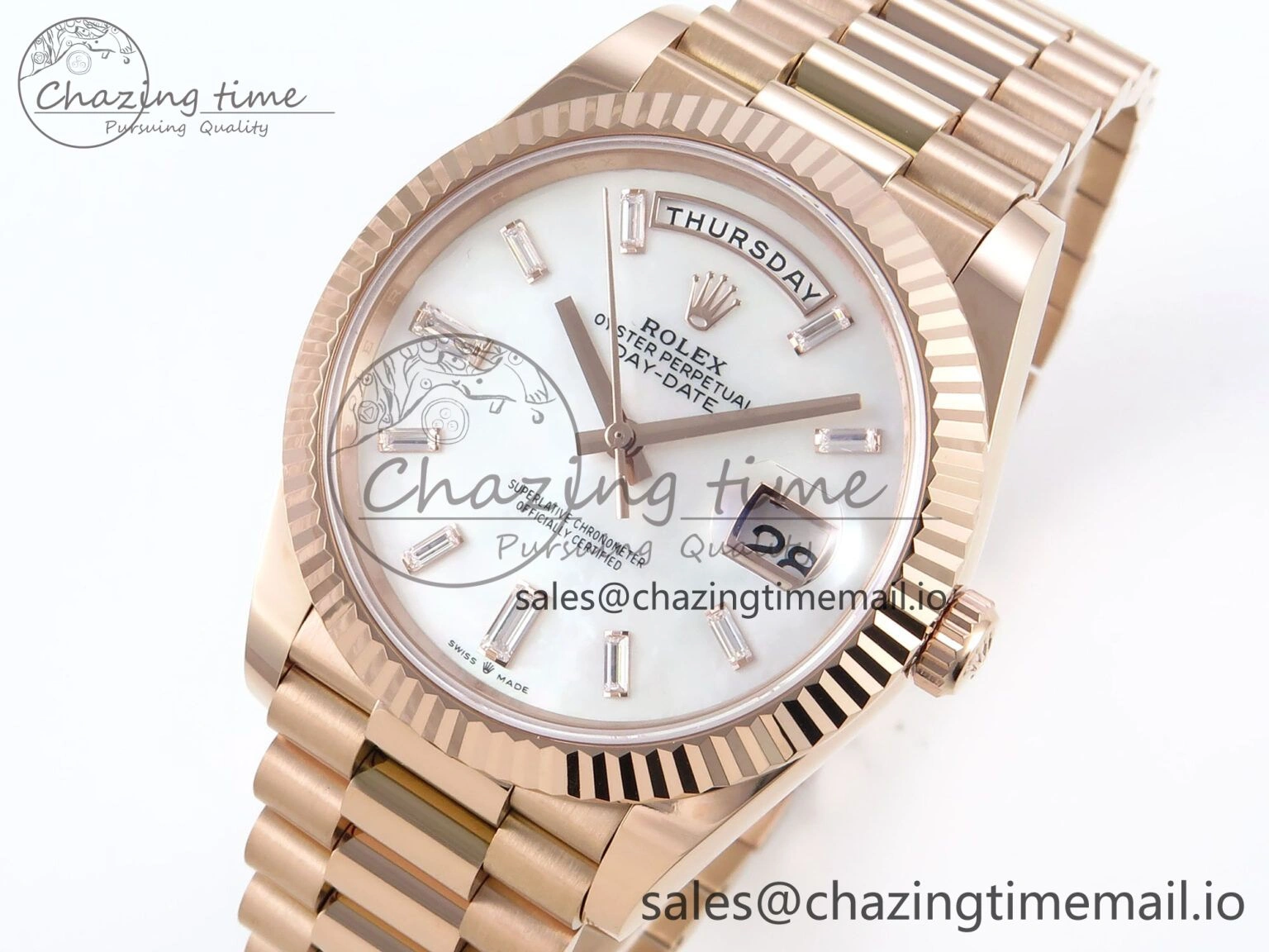 Day Date 40 RG 228235 Noob 1:1 Best Edition White MOP Crystal Dial on President Bracelet A2836 (Gain Weight) NewStyle 788
