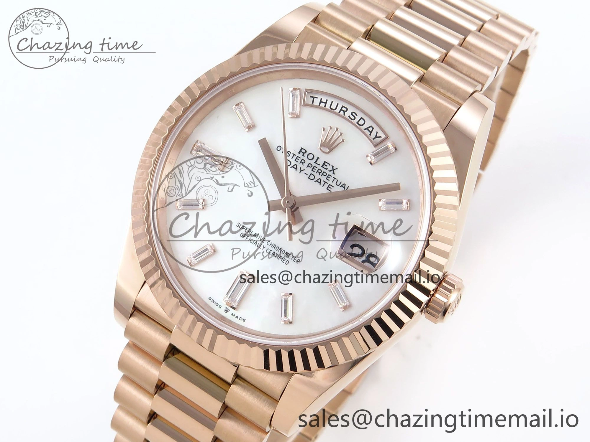 Day Date 40 RG 228235 Noob 1:1 Best Edition White MOP Crystal Dial on President Bracelet A2836 (Gain Weight) NewStyle 788