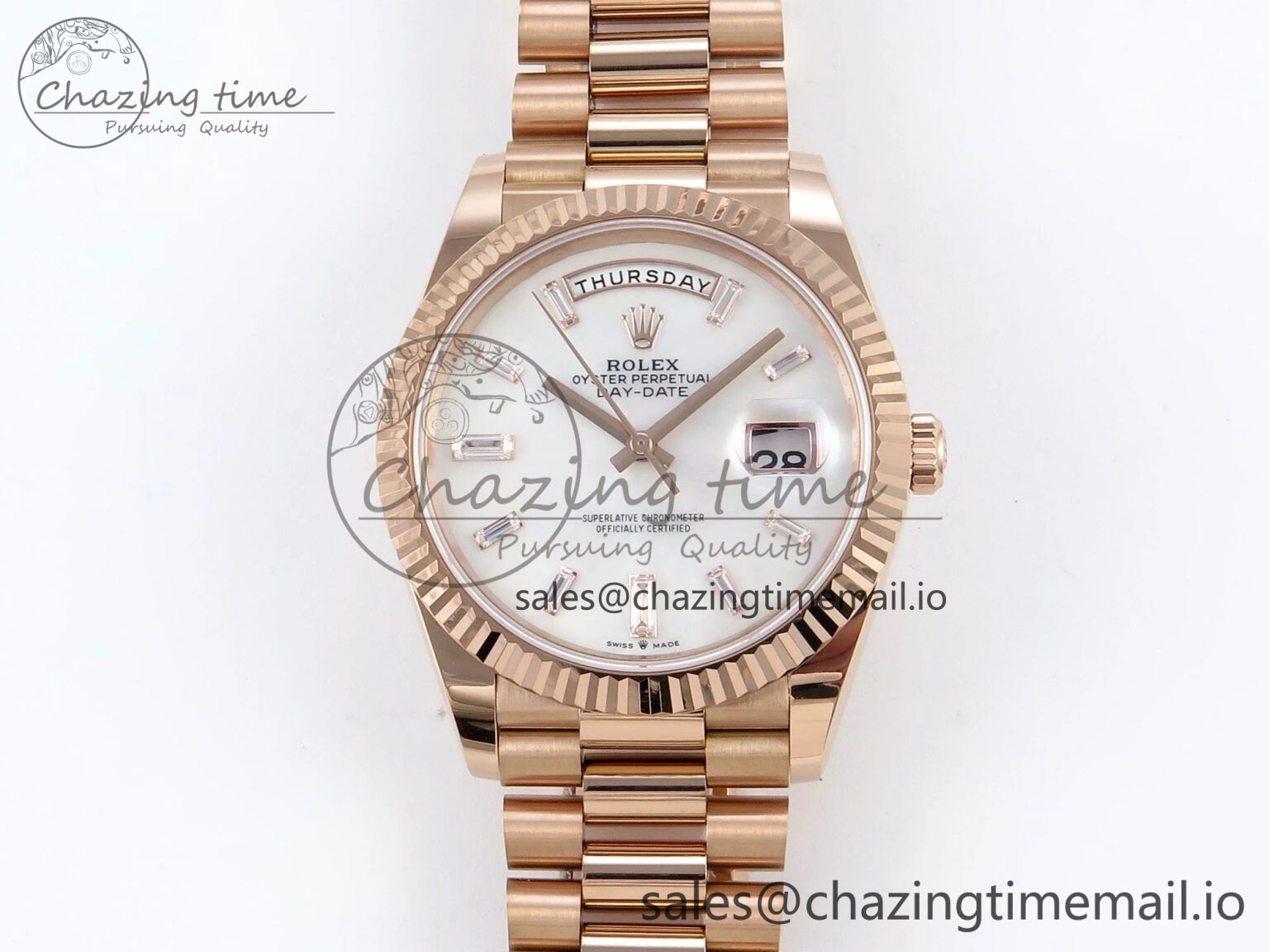Day Date 40 RG 228235 Noob 1:1 Best Edition White MOP Crystal Dial on President Bracelet A2836 (Gain Weight) NewStyle 788