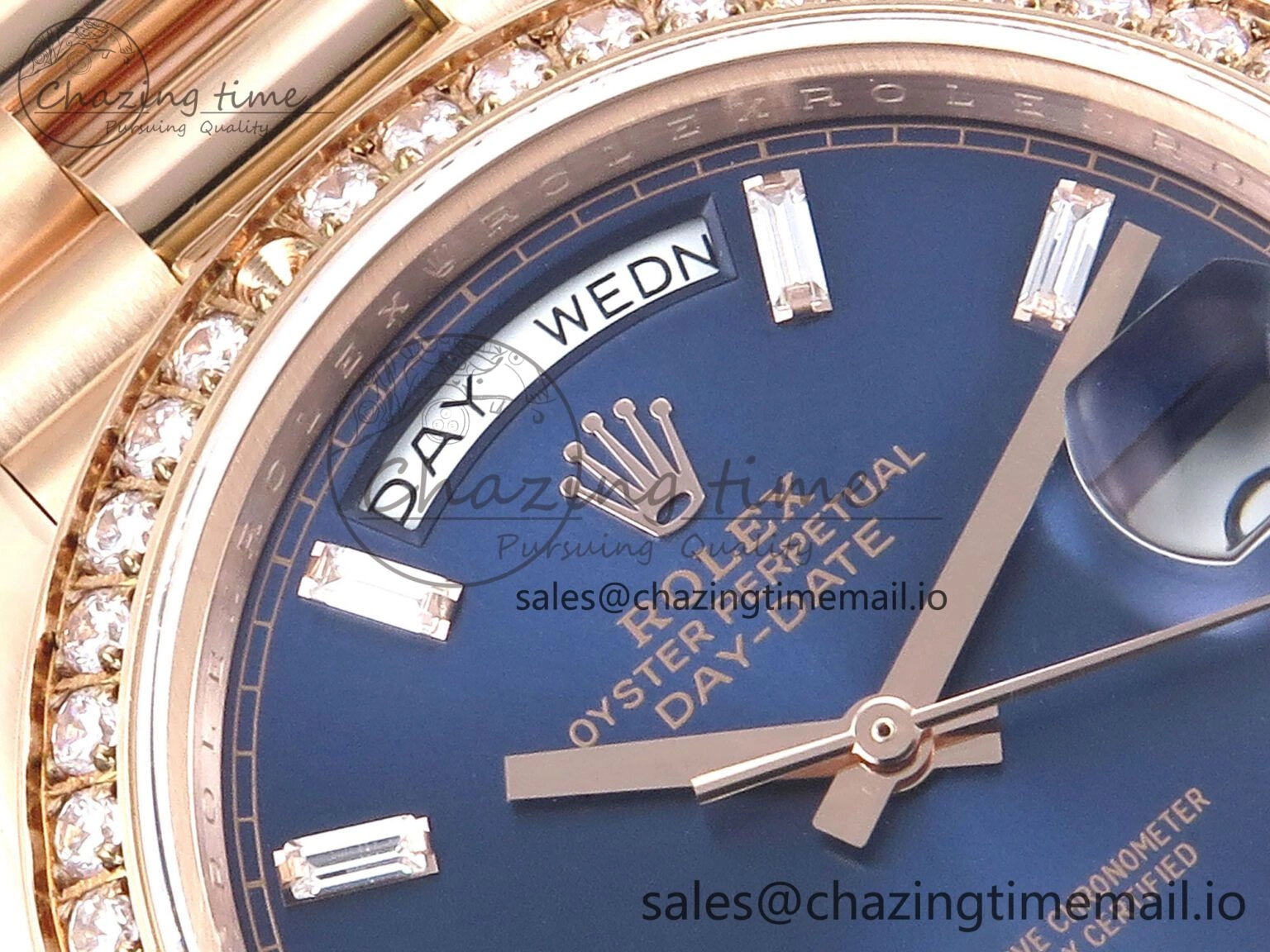 Day Date 40 RG 228235 QF 1:1 Best Edition Blue Dial Crystal Markers on President Bracelet VR WrinkleFree 1281
