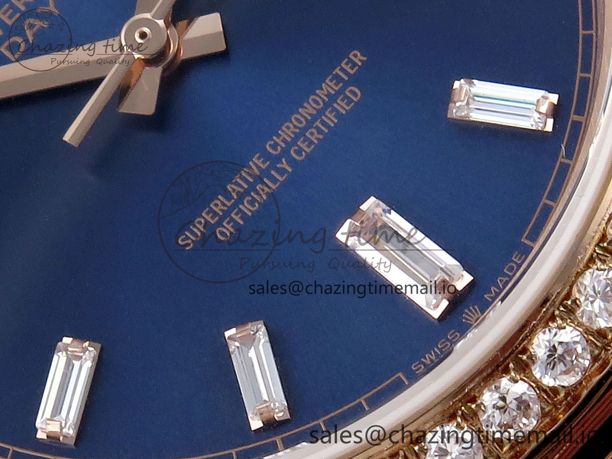 Day Date 40 RG 228235 QF 1:1 Best Edition Blue Dial Crystal Markers on President Bracelet VR WrinkleFree 1281