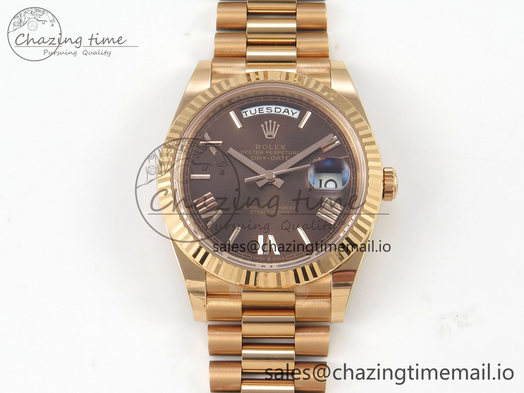 Day Date 40 RG 228235 THBF 1:1 Best Edition Brown Roman Dial on President Bracelet VR3255 V3 (Gain Weight) HighPerformance 261