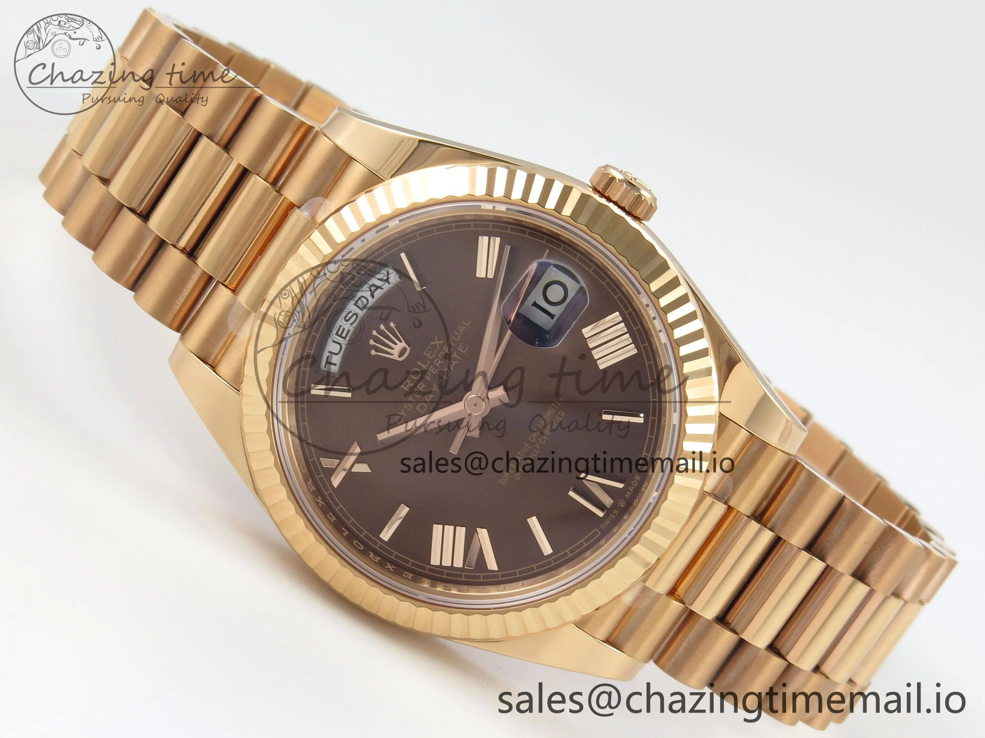 Day Date 40 RG 228235 THBF 1:1 Best Edition Brown Roman Dial on President Bracelet VR3255 V3 (Gain Weight) HighPerformance 261