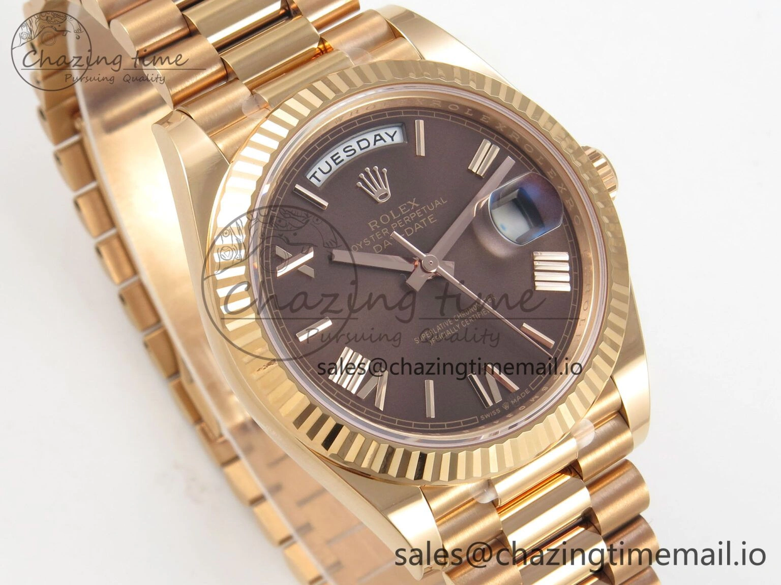 Day Date 40 RG 228235 THBF 1:1 Best Edition Brown Roman Dial on President Bracelet VR3255 V3 (Gain Weight) HighPerformance 261