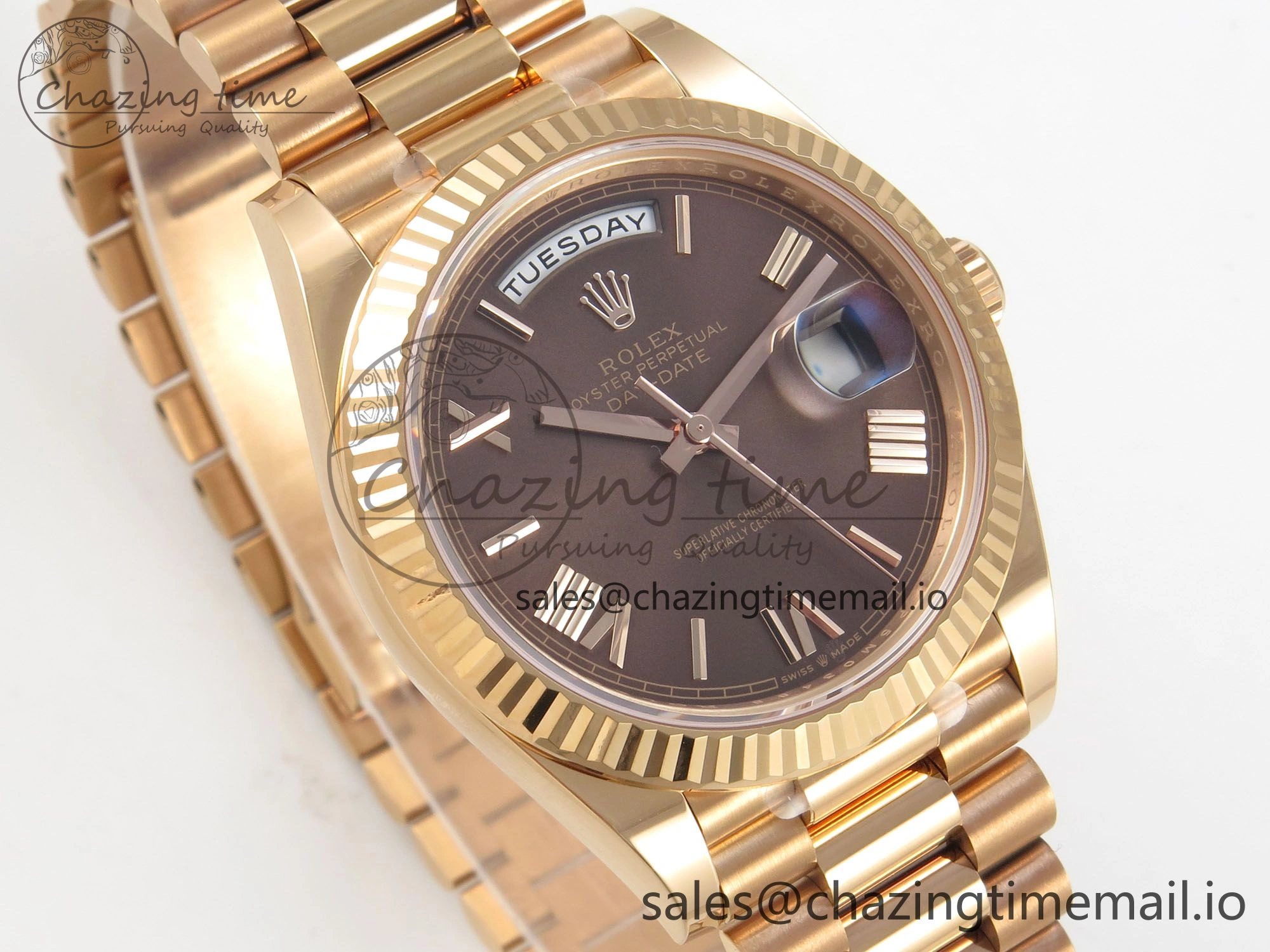 Day Date 40 RG 228235 THBF 1:1 Best Edition Brown Roman Dial on President Bracelet VR3255 V3 (Gain Weight) HighPerformance 261