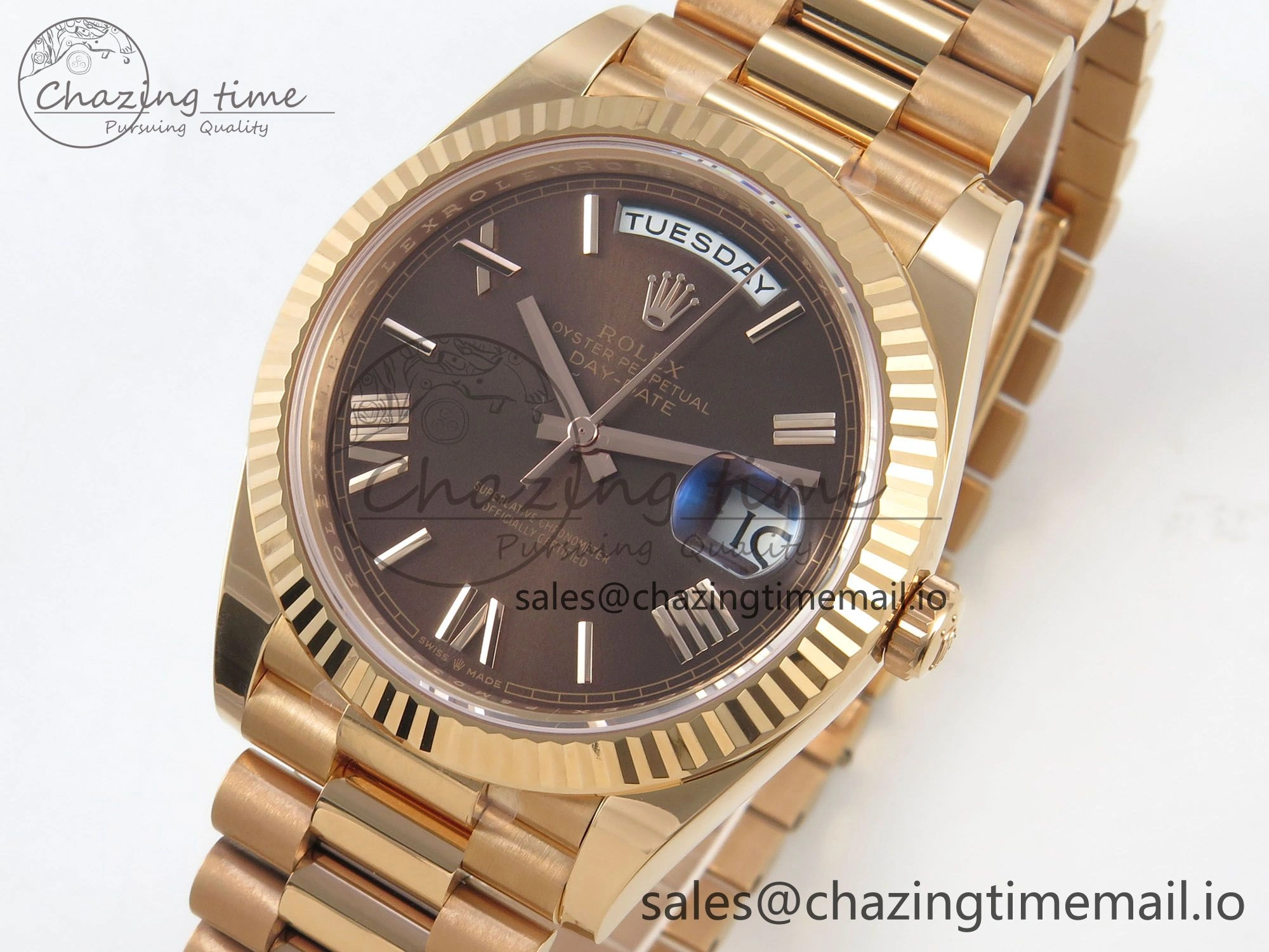 Day Date 40 RG 228235 THBF 1:1 Best Edition Brown Roman Dial on President Bracelet VR3255 V3 (Gain Weight) HighPerformance 261