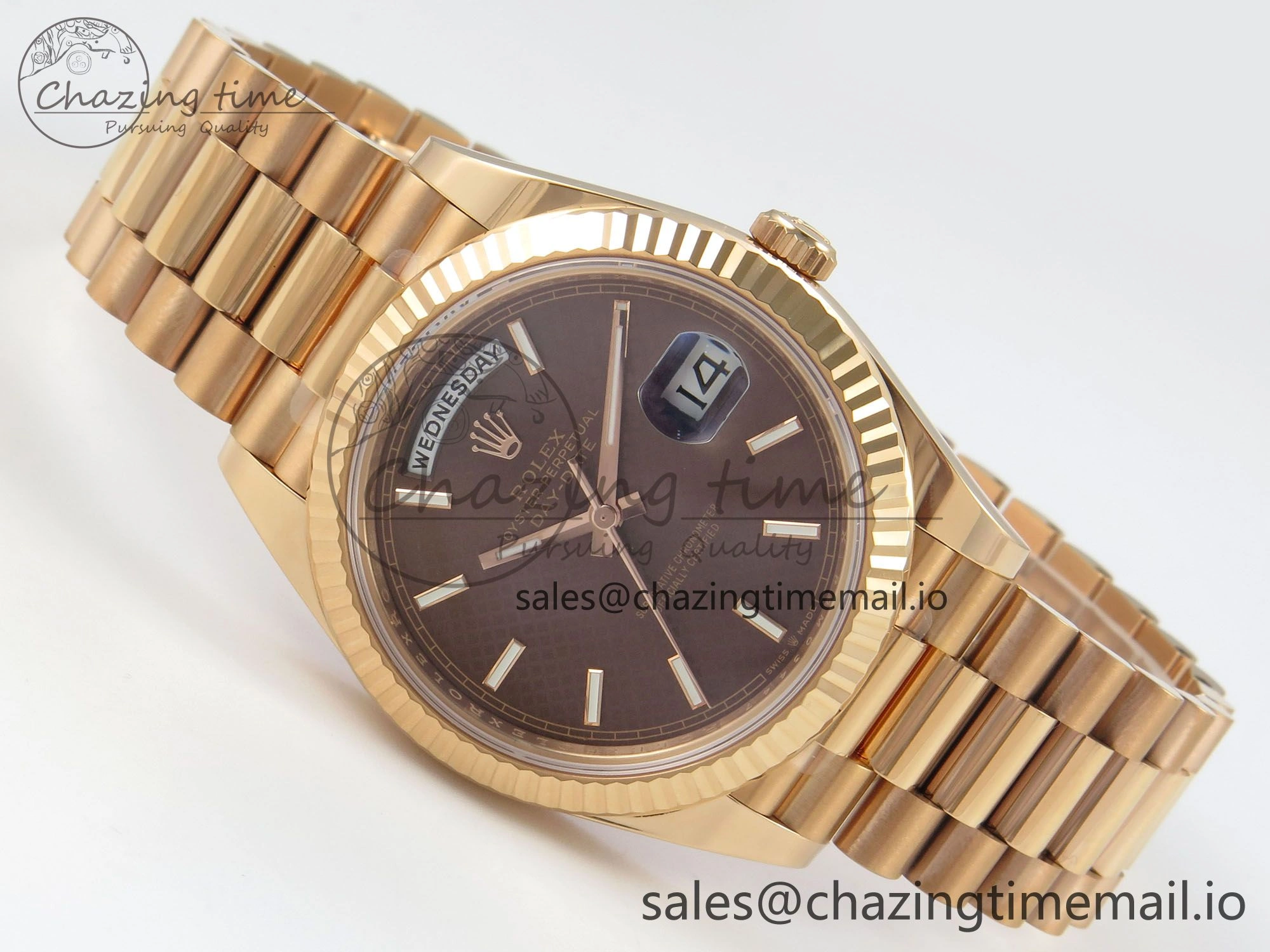 Day Date 40 RG 228235 THBF 1:1 Best Edition Brown Textured Marker Dial on President Bracelet VR3255 V3 (Gain Weight) WrinkleFree 265