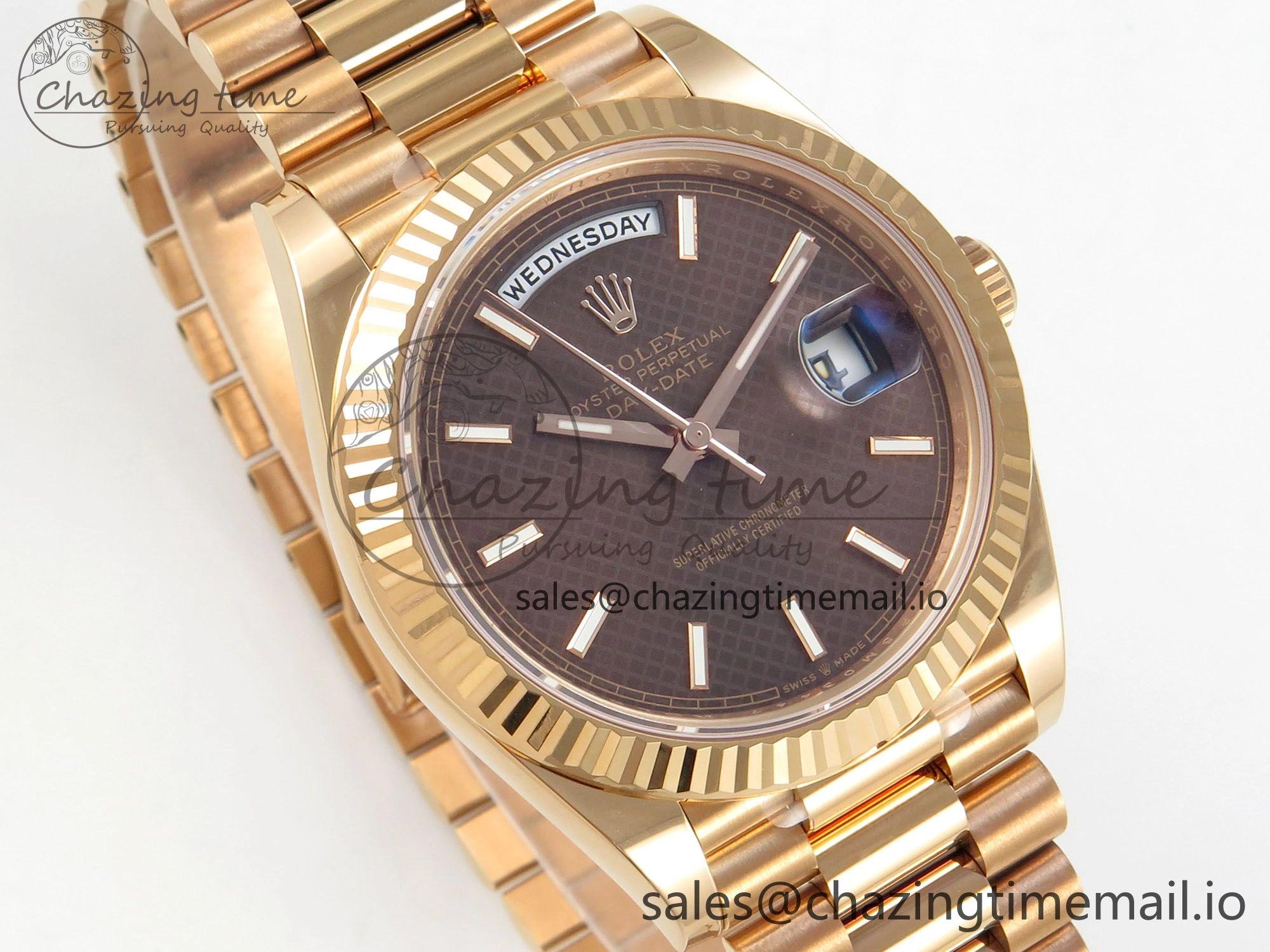Day Date 40 RG 228235 THBF 1:1 Best Edition Brown Textured Marker Dial on President Bracelet VR3255 V3 (Gain Weight) WrinkleFree 265
