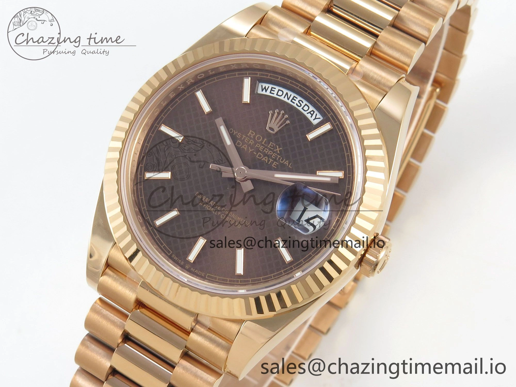 Day Date 40 RG 228235 THBF 1:1 Best Edition Brown Textured Marker Dial on President Bracelet VR3255 V3 (Gain Weight) WrinkleFree 265