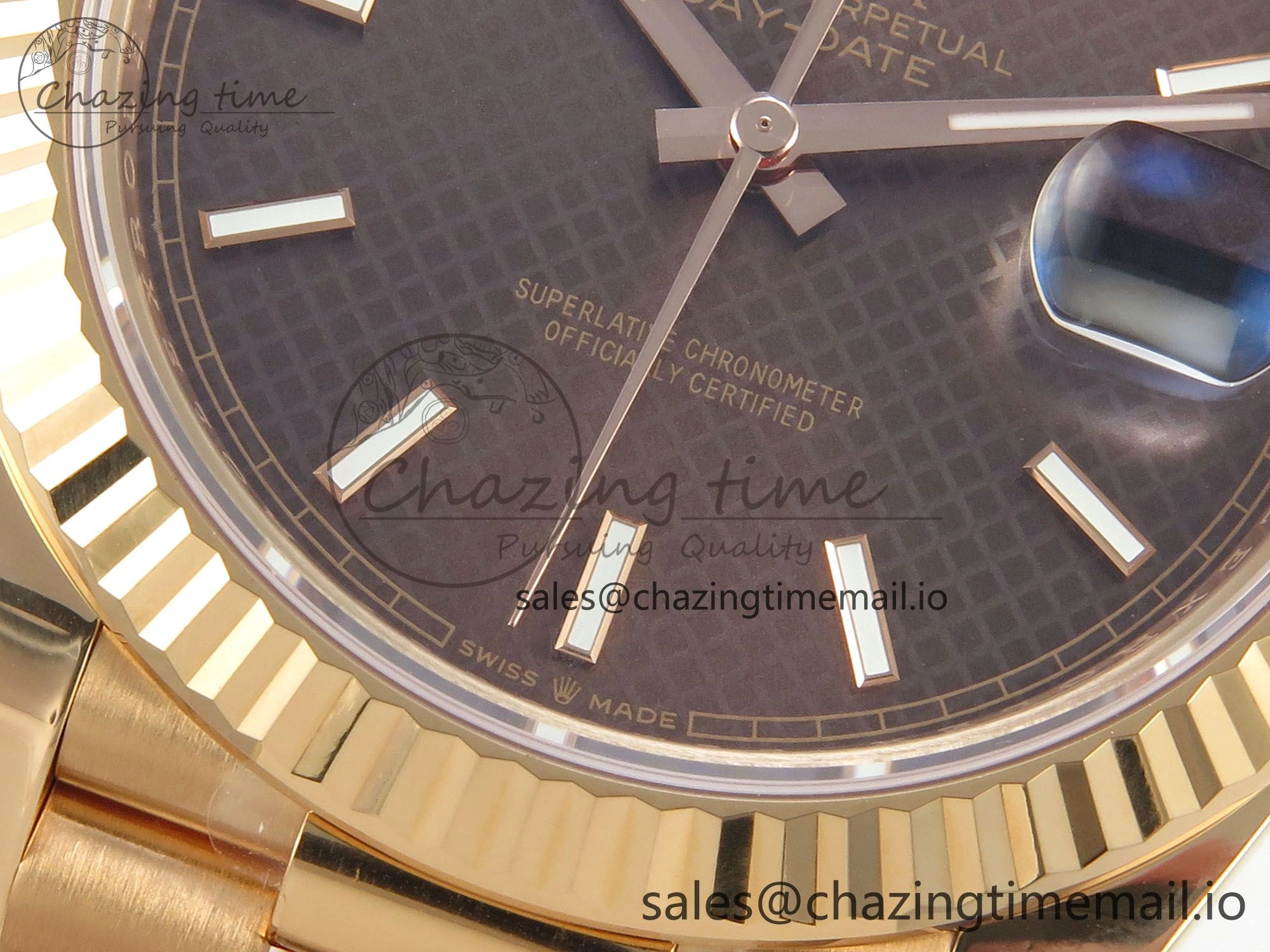 Day Date 40 RG 228235 THBF 1:1 Best Edition Brown Textured Marker Dial on President Bracelet VR3255 V3 (Gain Weight) WrinkleFree 265