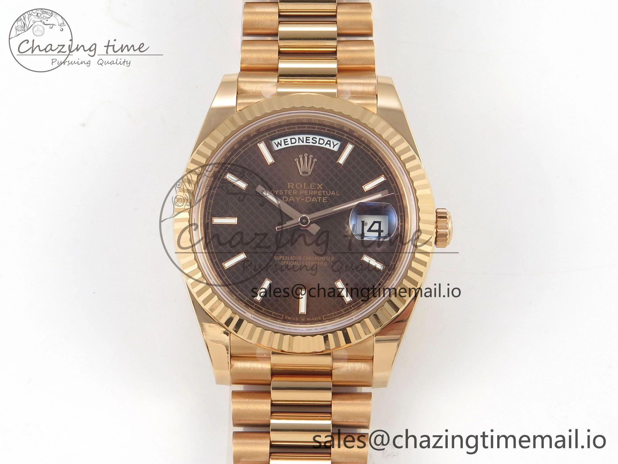 Day Date 40 RG 228235 THBF 1:1 Best Edition Brown Textured Marker Dial on President Bracelet VR3255 V3 (Gain Weight) WrinkleFree 265