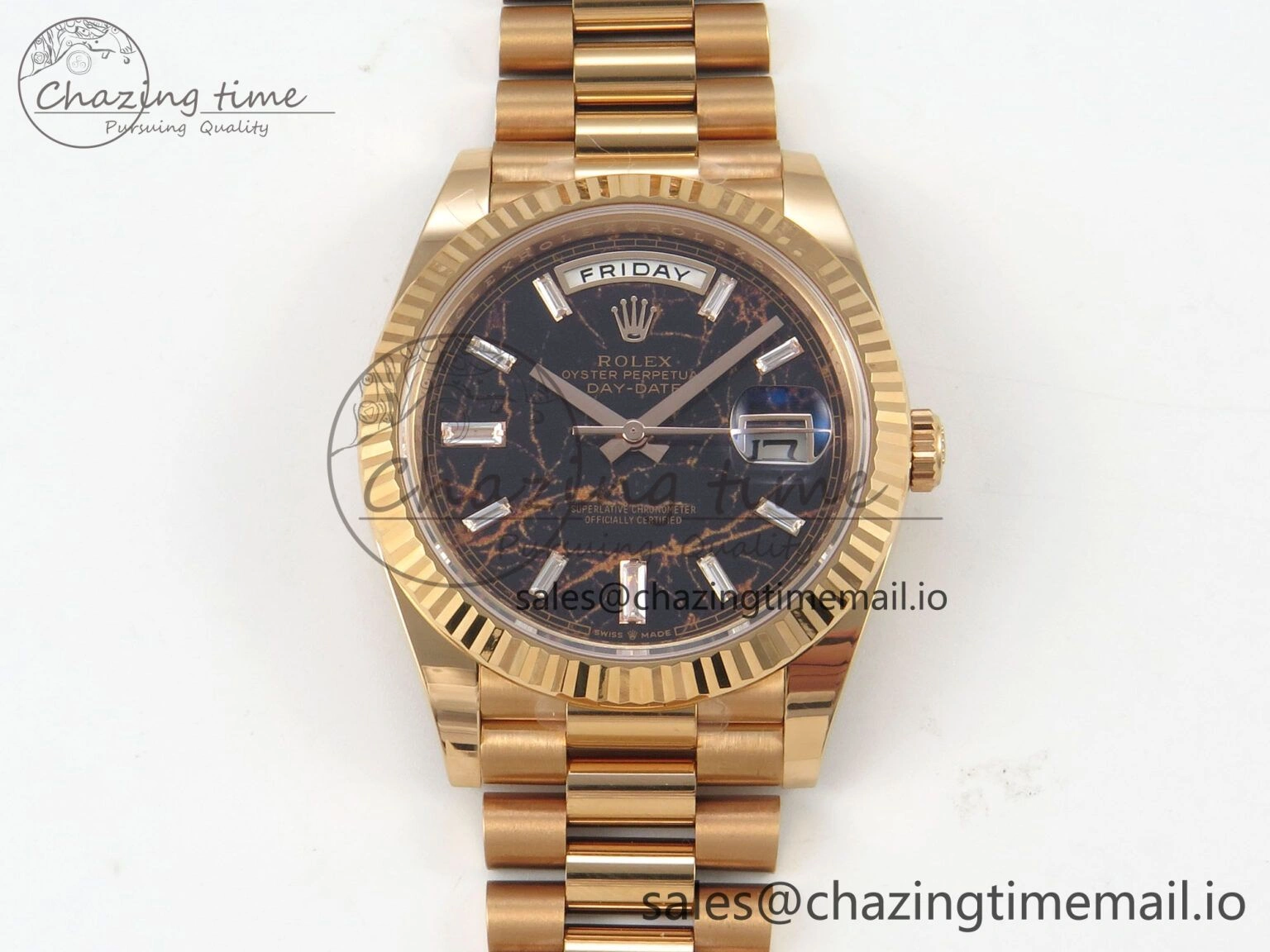 Day Date 40 RG 228235 THBF 1:1 Best Edition Eisenkiesel Crystal Dial on President Bracelet VR3255 V3 (Gain Weight) Tailored 258