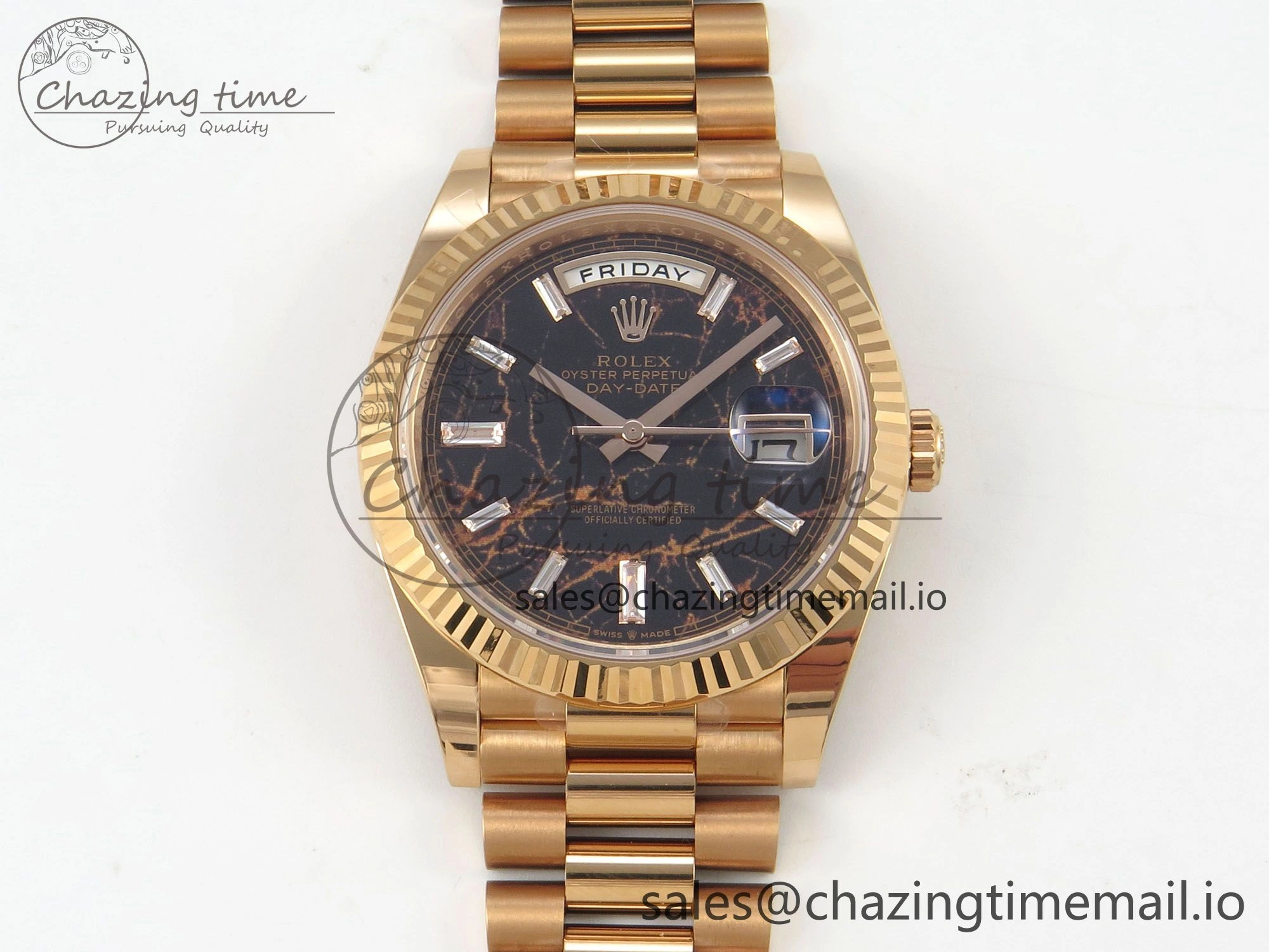 Day Date 40 RG 228235 THBF 1:1 Best Edition Eisenkiesel Crystal Dial on President Bracelet VR3255 V3 (Gain Weight) Tailored 258