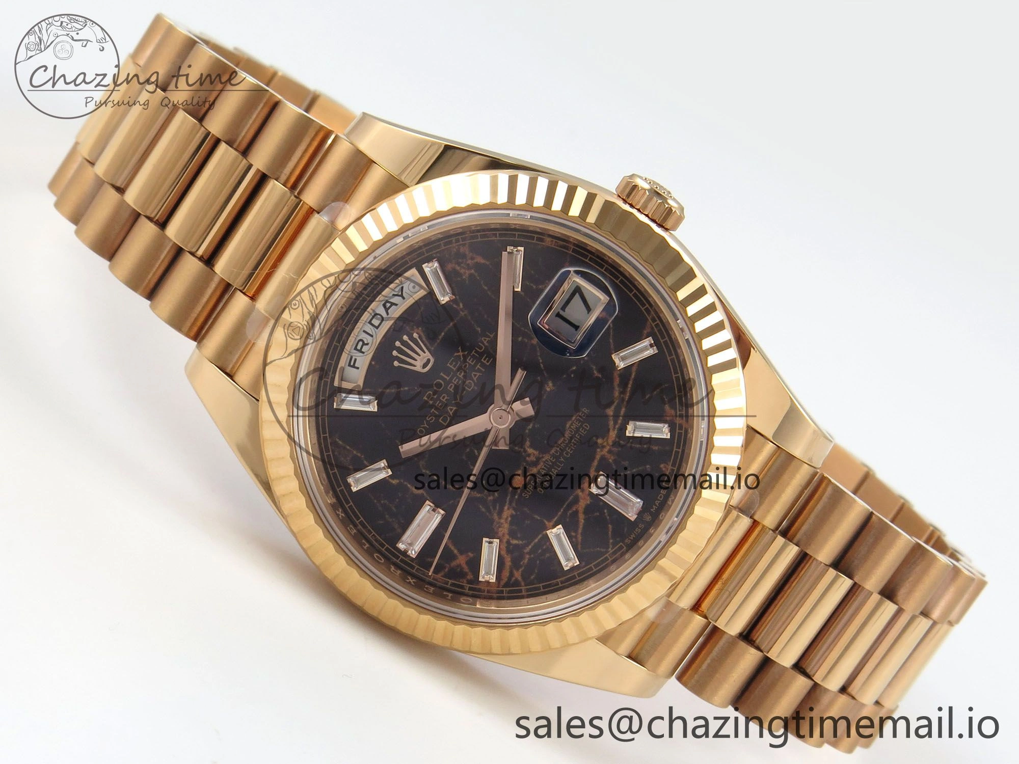 Day Date 40 RG 228235 THBF 1:1 Best Edition Eisenkiesel Crystal Dial on President Bracelet VR3255 V3 (Gain Weight) Tailored 258