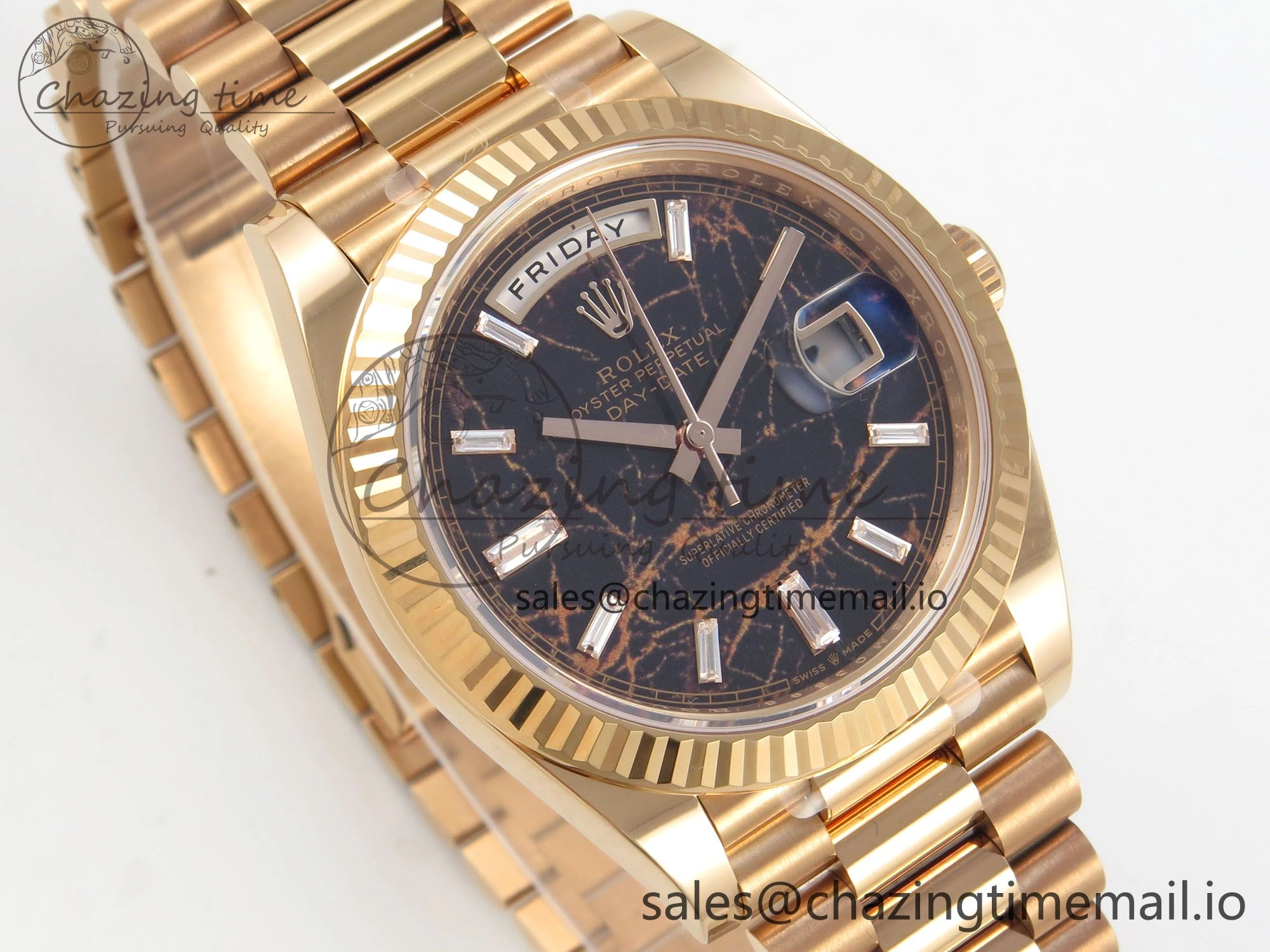 Day Date 40 RG 228235 THBF 1:1 Best Edition Eisenkiesel Crystal Dial on President Bracelet VR3255 V3 (Gain Weight) Tailored 258