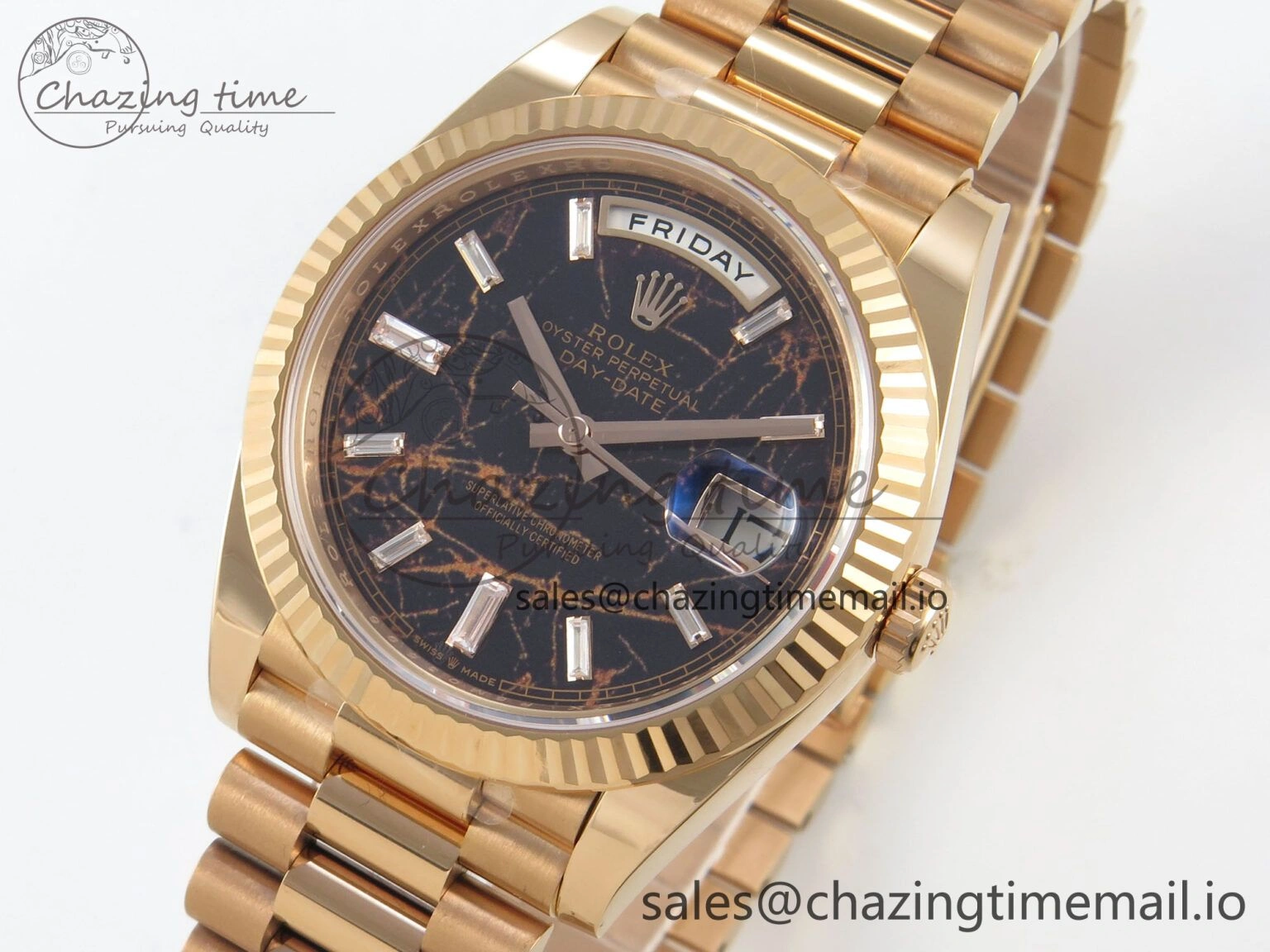 Day Date 40 RG 228235 THBF 1:1 Best Edition Eisenkiesel Crystal Dial on President Bracelet VR3255 V3 (Gain Weight) Tailored 258