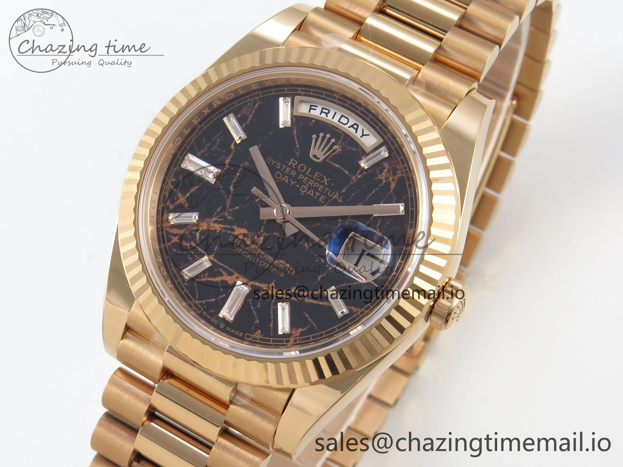 Day Date 40 RG 228235 THBF 1:1 Best Edition Eisenkiesel Crystal Dial on President Bracelet VR3255 V3 (Gain Weight) Tailored 258