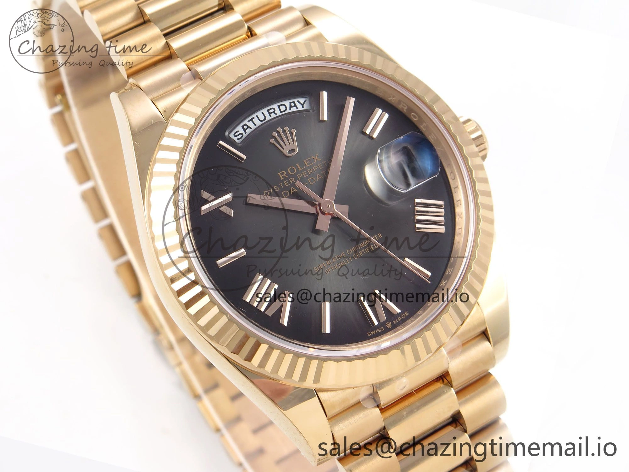 Packable Day Date 40 RG 228235 THBF 1:1 Best Edition Gray Ombre Roman Dial on President Bracelet VR3255 (Gain Weight) 954