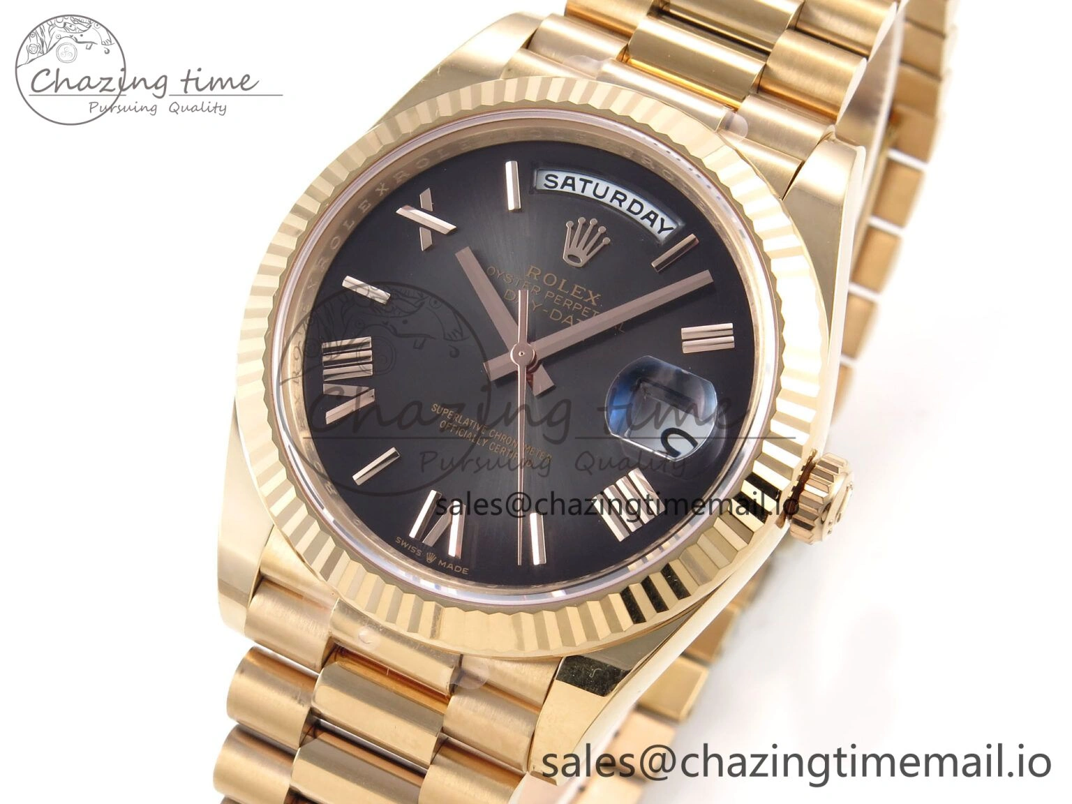 Packable Day Date 40 RG 228235 THBF 1:1 Best Edition Gray Ombre Roman Dial on President Bracelet VR3255 (Gain Weight) 954