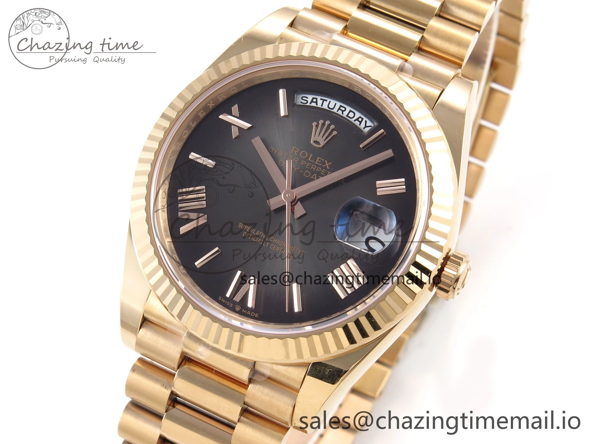 Packable Day Date 40 RG 228235 THBF 1:1 Best Edition Gray Ombre Roman Dial on President Bracelet VR3255 (Gain Weight) 954