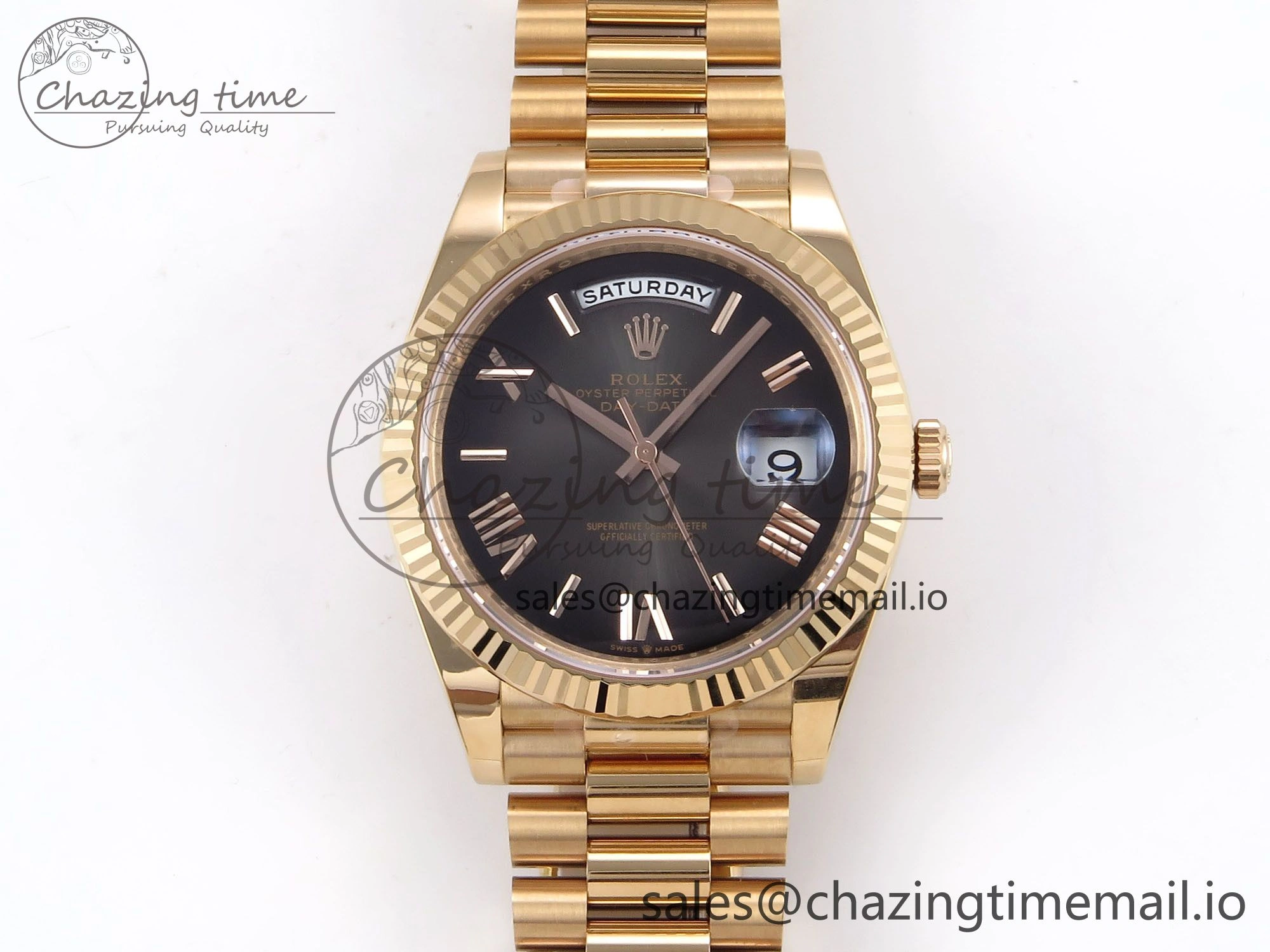 Packable Day Date 40 RG 228235 THBF 1:1 Best Edition Gray Ombre Roman Dial on President Bracelet VR3255 (Gain Weight) 954