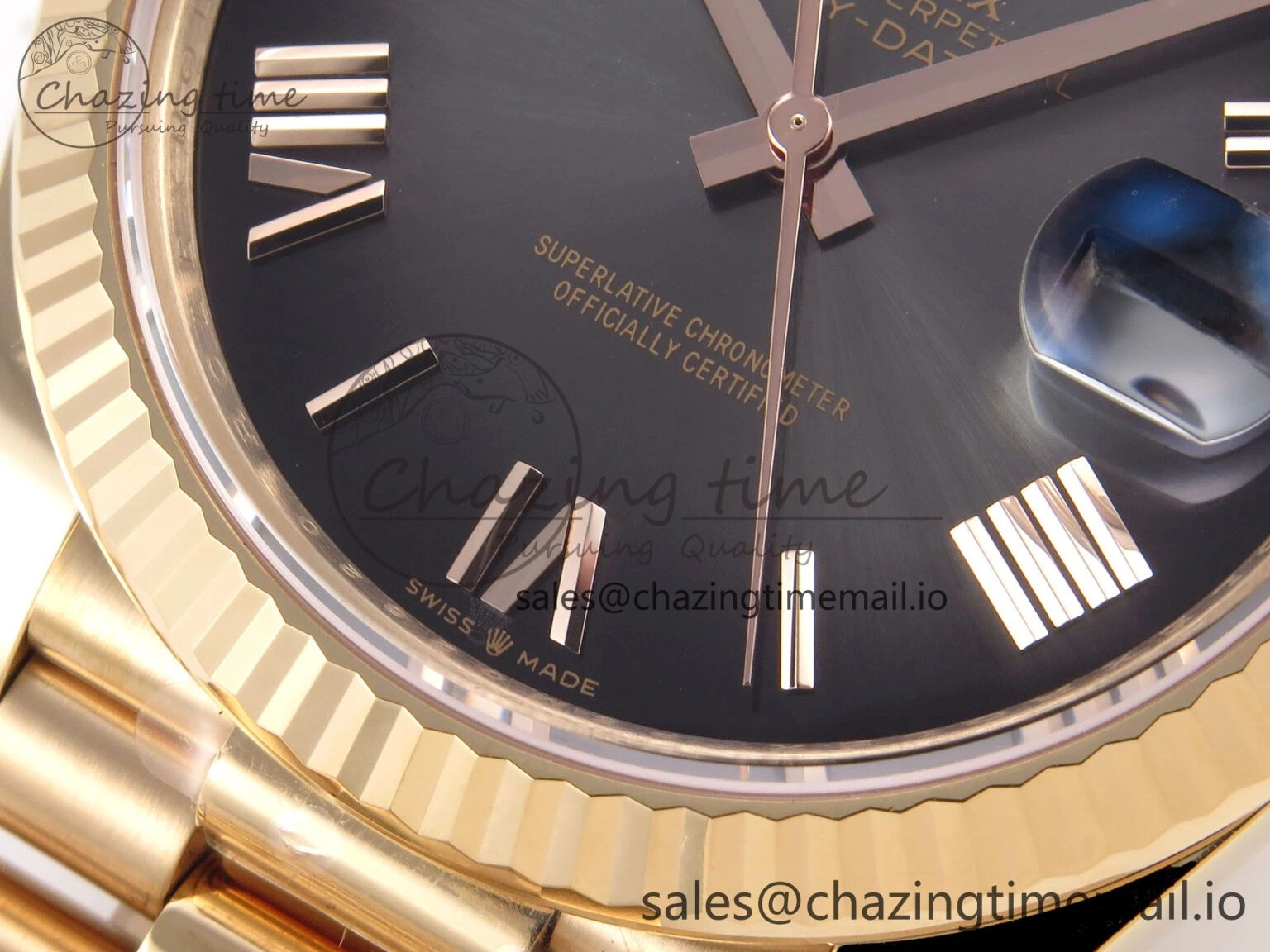 Packable Day Date 40 RG 228235 THBF 1:1 Best Edition Gray Ombre Roman Dial on President Bracelet VR3255 (Gain Weight) 954