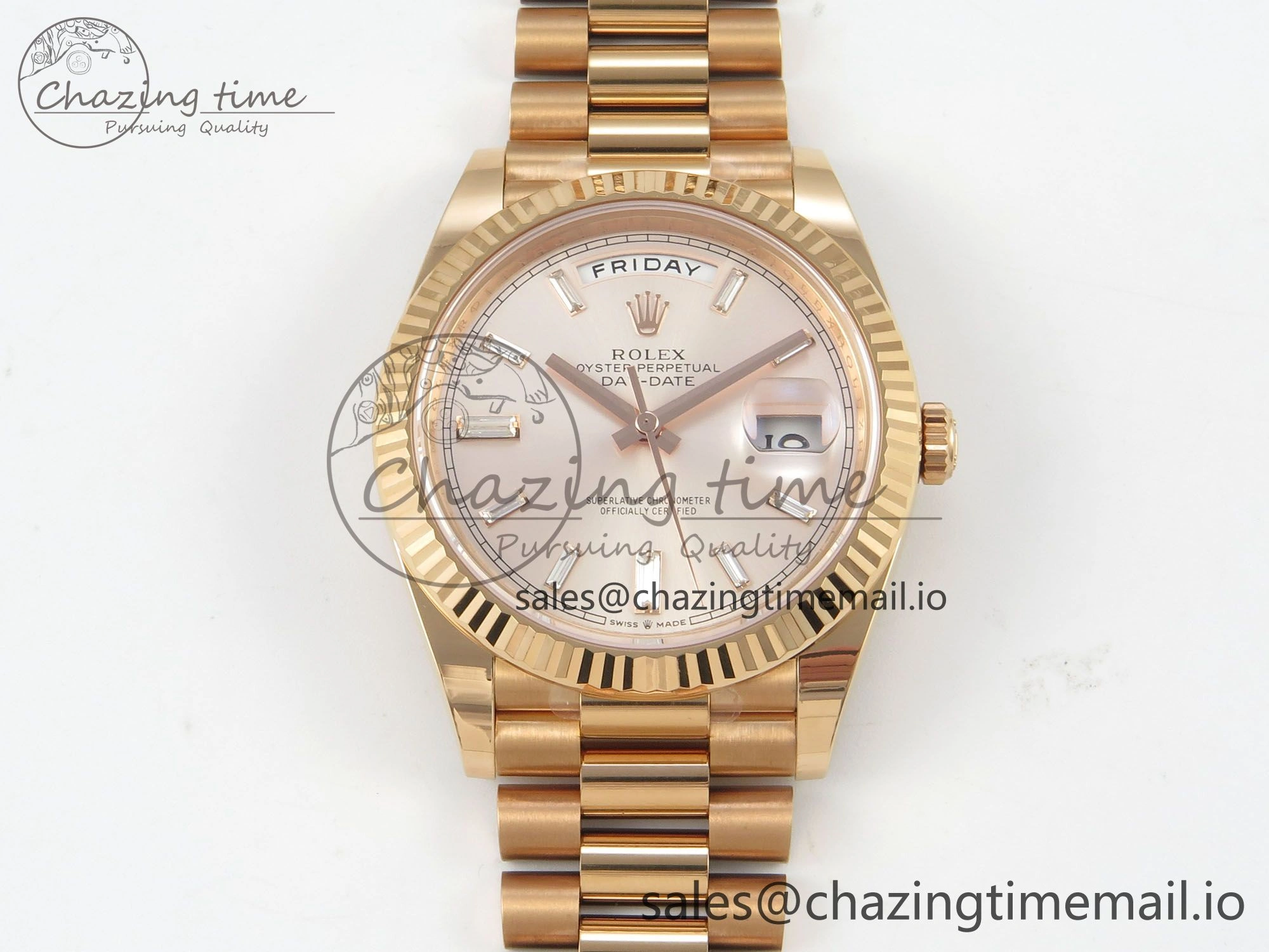 Day Date 40 RG 228235 THBF 1:1 Best Edition RG Crystal Dial on President Bracelet VR3255 V3 (Gain Weight) Affordable 259