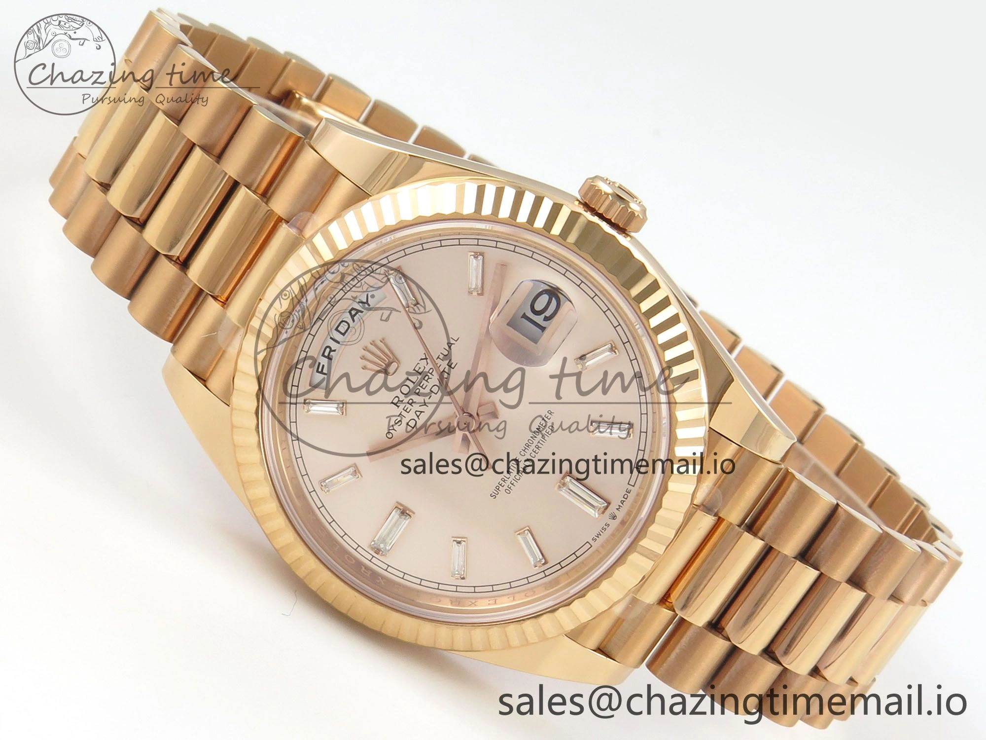 Day Date 40 RG 228235 THBF 1:1 Best Edition RG Crystal Dial on President Bracelet VR3255 V3 (Gain Weight) Affordable 259