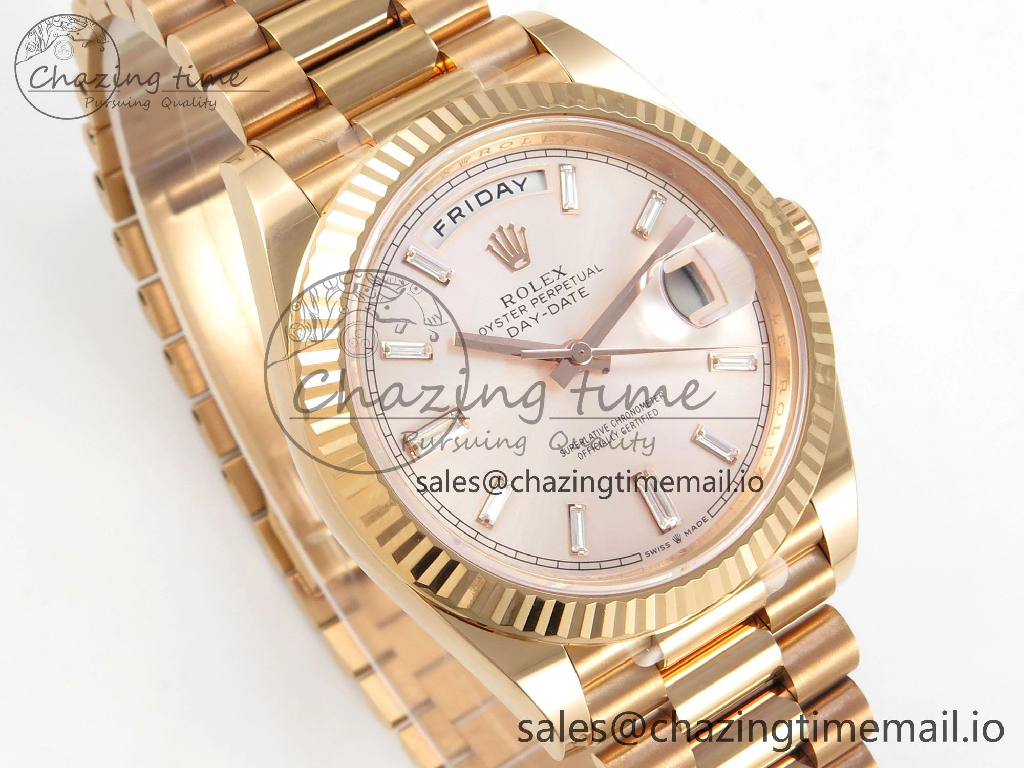 Day Date 40 RG 228235 THBF 1:1 Best Edition RG Crystal Dial on President Bracelet VR3255 V3 (Gain Weight) Affordable 259