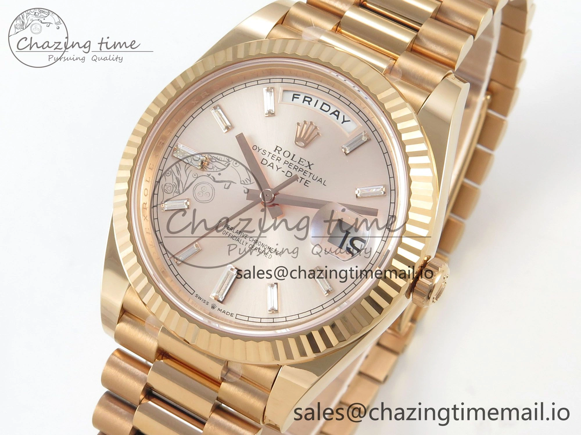 Day Date 40 RG 228235 THBF 1:1 Best Edition RG Crystal Dial on President Bracelet VR3255 V3 (Gain Weight) Affordable 259