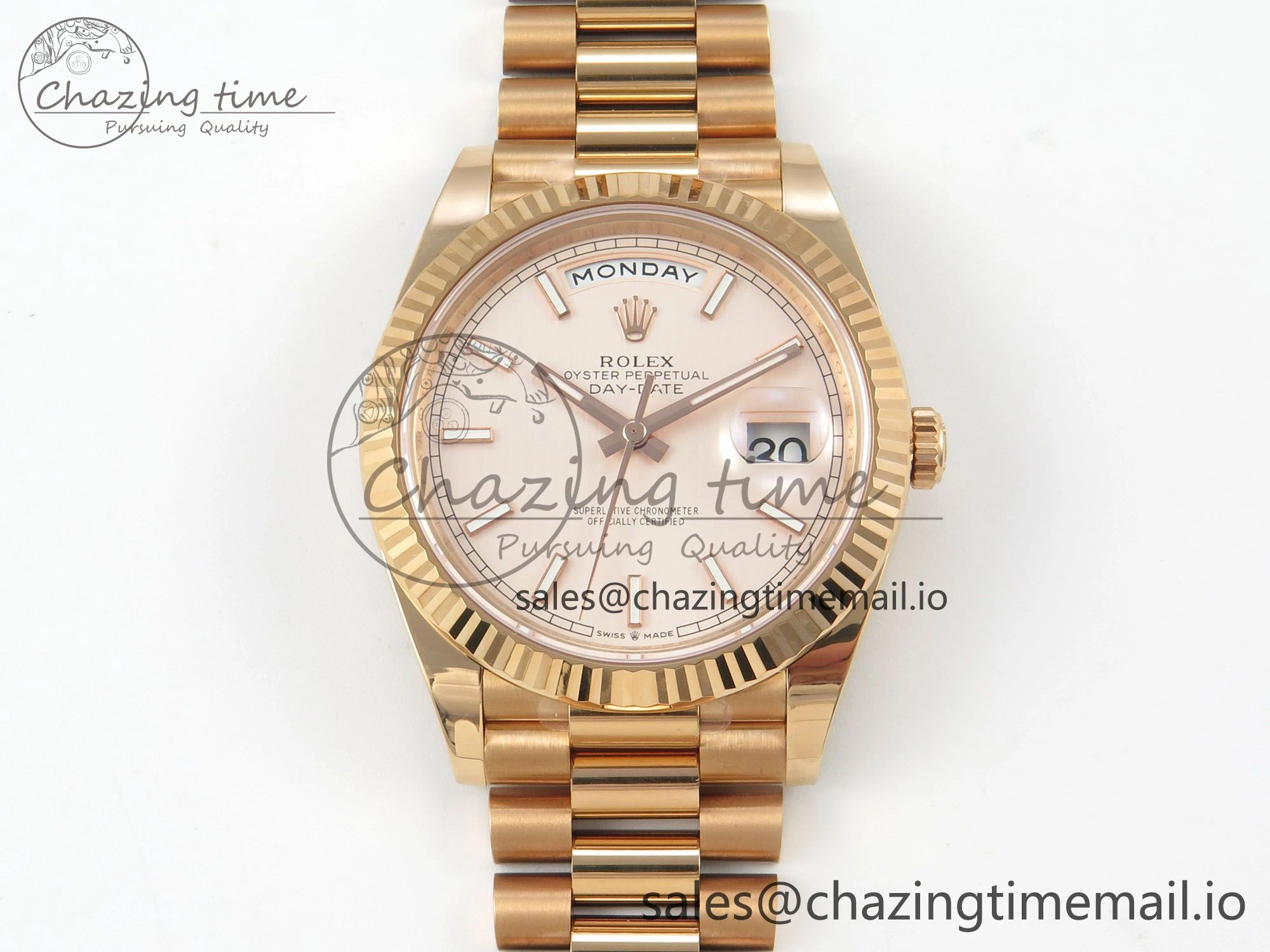 Day Date 40 RG 228235 THBF 1:1 Best Edition RG Marker Dial on President Bracelet VR3255 V3 (Gain Weight) Durable 260