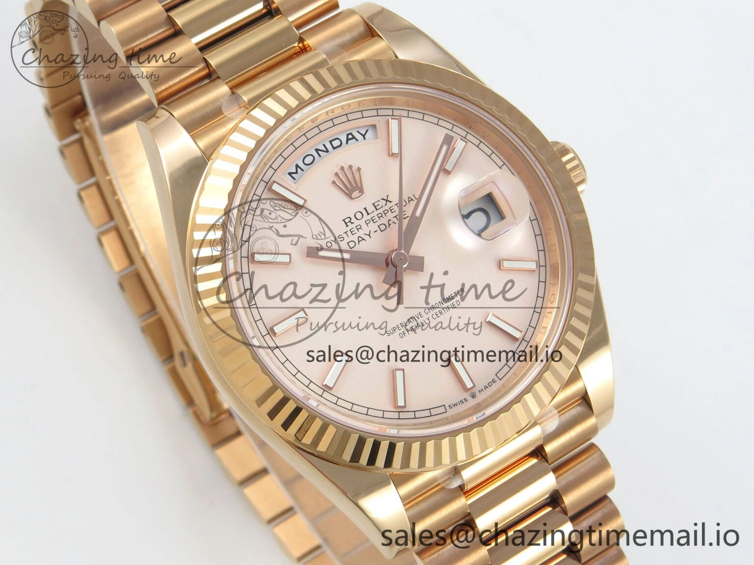 Day Date 40 RG 228235 THBF 1:1 Best Edition RG Marker Dial on President Bracelet VR3255 V3 (Gain Weight) Durable 260