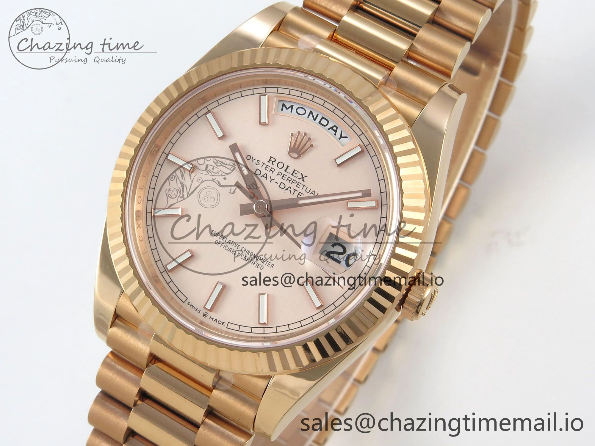 Day Date 40 RG 228235 THBF 1:1 Best Edition RG Marker Dial on President Bracelet VR3255 V3 (Gain Weight) Durable 260
