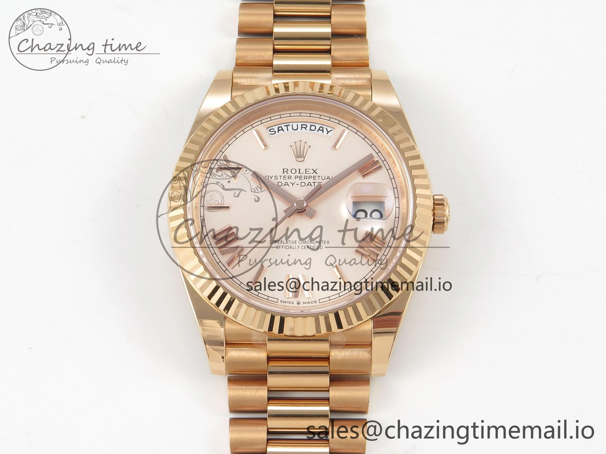 Day Date 40 RG 228235 THBF 1:1 Best Edition RG Roman Dial on President Bracelet VR3255 V3 (Gain Weight) TravelReady 263