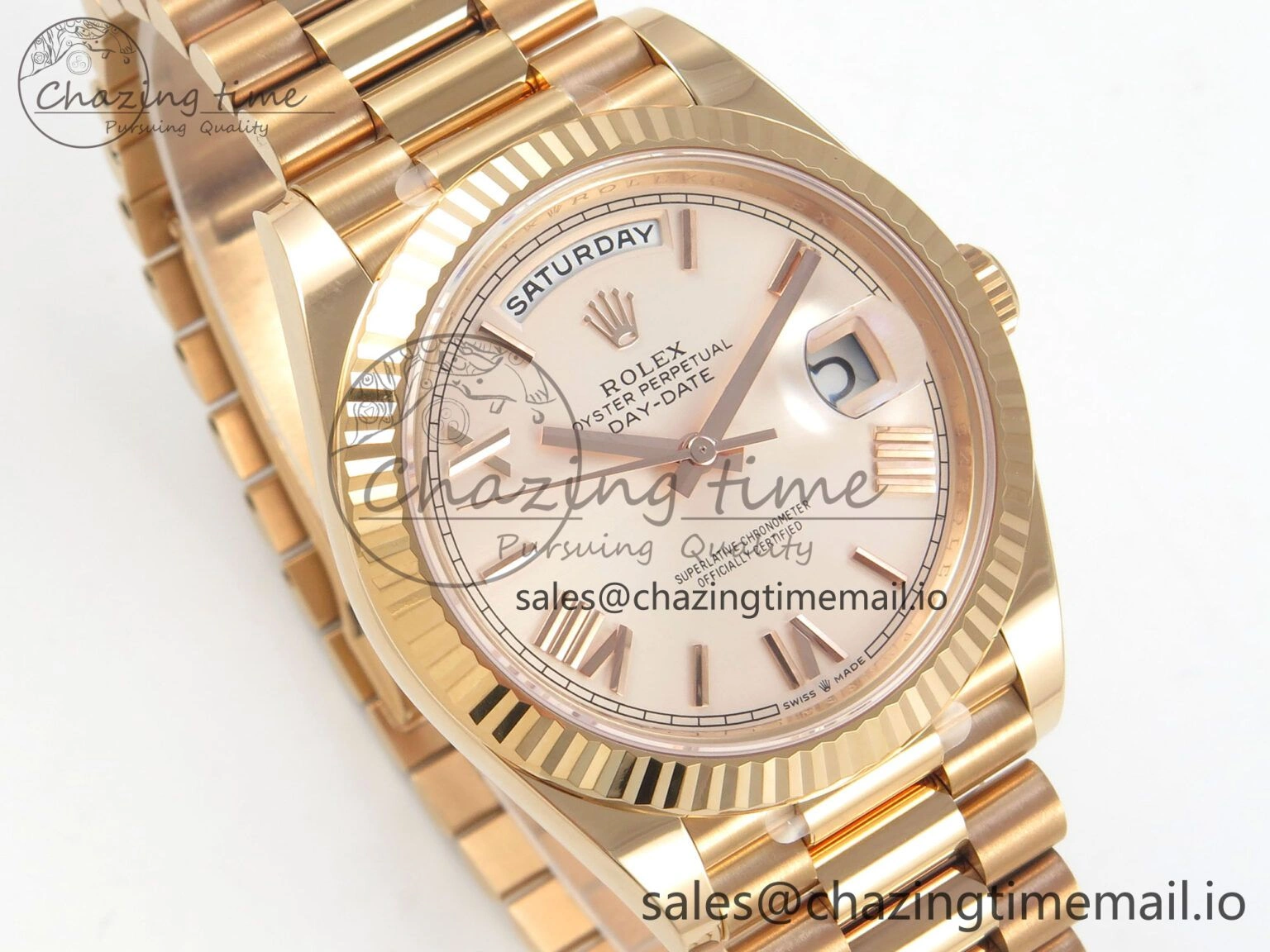 Day Date 40 RG 228235 THBF 1:1 Best Edition RG Roman Dial on President Bracelet VR3255 V3 (Gain Weight) TravelReady 263