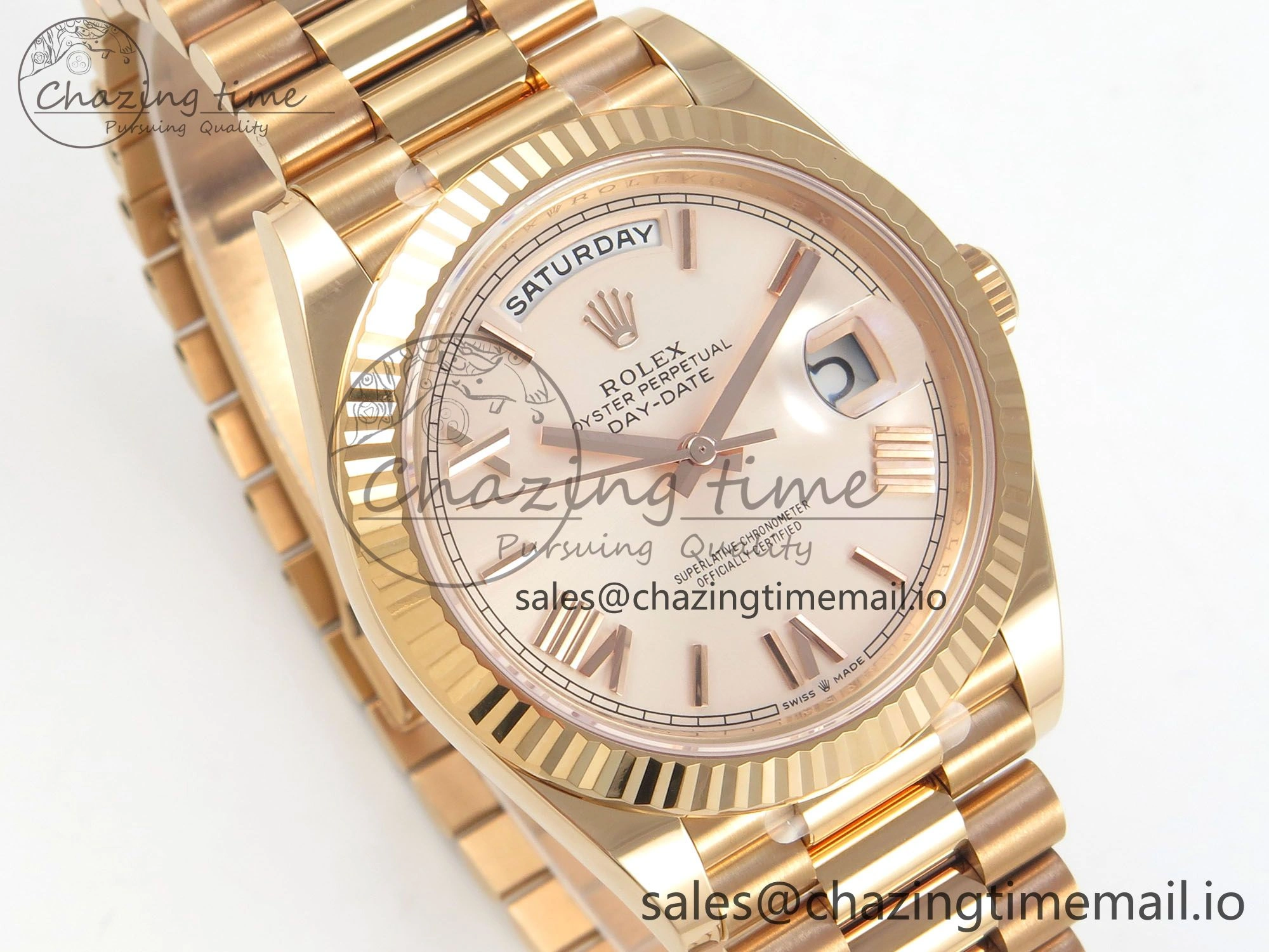 Day Date 40 RG 228235 THBF 1:1 Best Edition RG Roman Dial on President Bracelet VR3255 V3 (Gain Weight) TravelReady 263