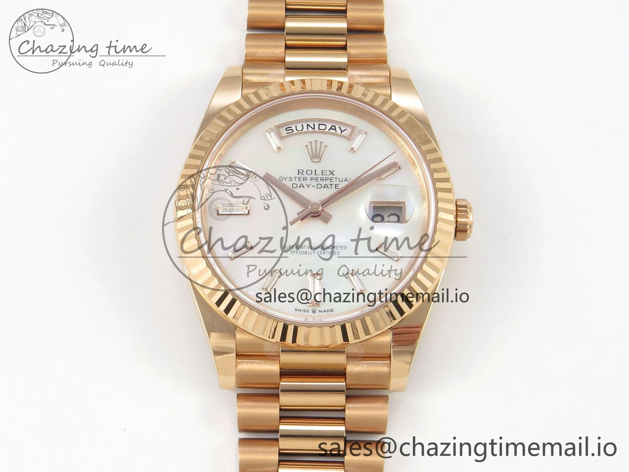 Day Date 40 RG 228235 THBF 1:1 Best Edition White MOP Crystal Dial on President Bracelet VR3255 V3 (Gain Weight) Bright 262