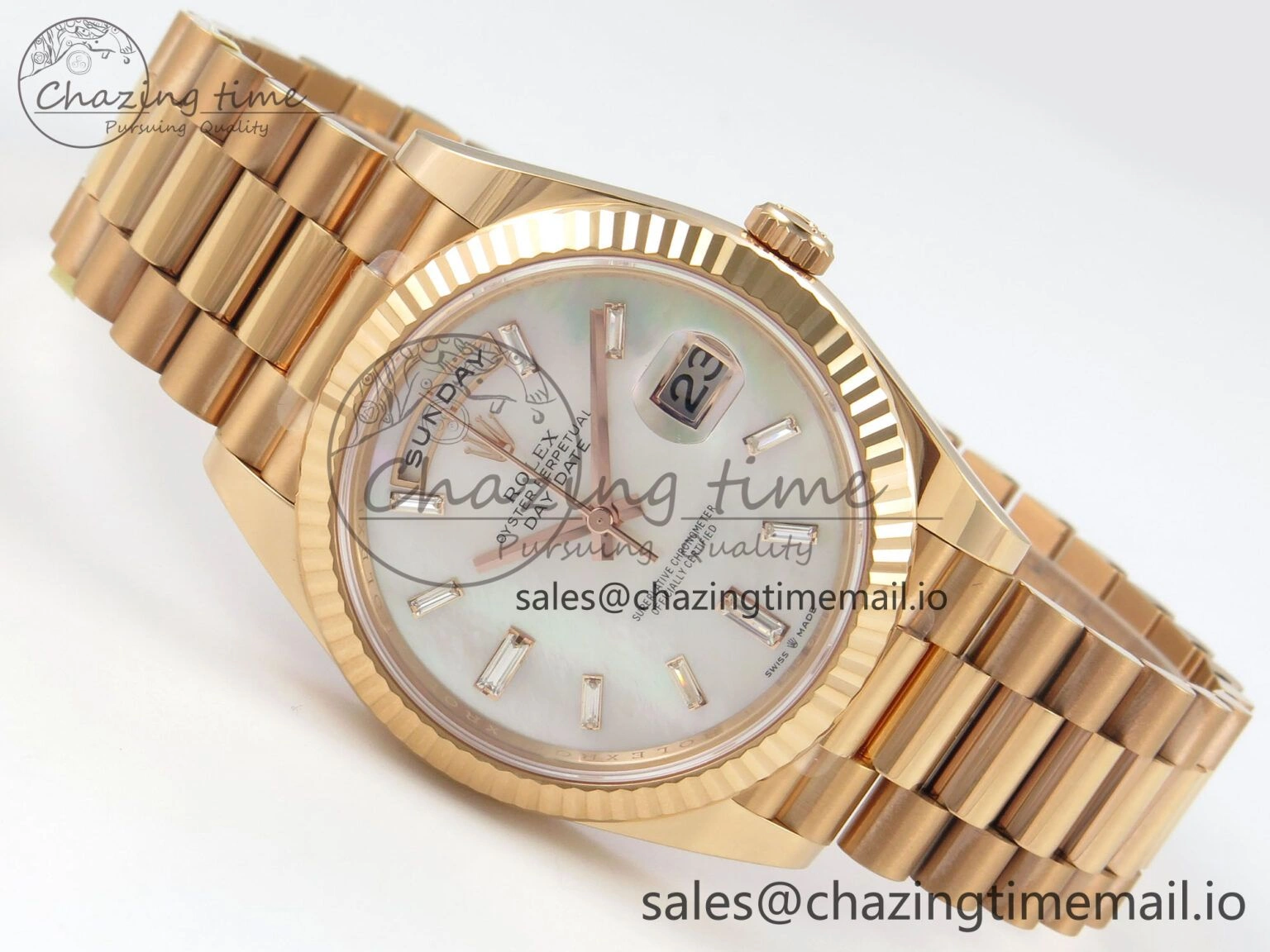 Day Date 40 RG 228235 THBF 1:1 Best Edition White MOP Crystal Dial on President Bracelet VR3255 V3 (Gain Weight) Bright 262