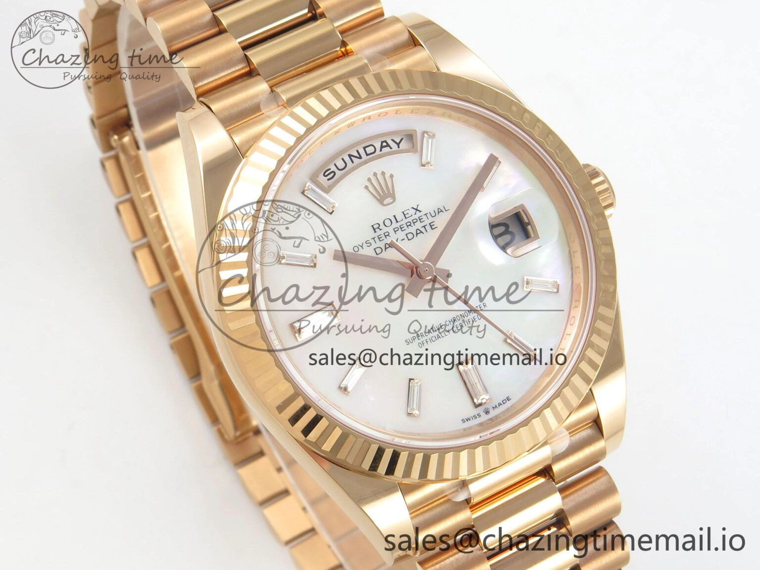Day Date 40 RG 228235 THBF 1:1 Best Edition White MOP Crystal Dial on President Bracelet VR3255 V3 (Gain Weight) Bright 262