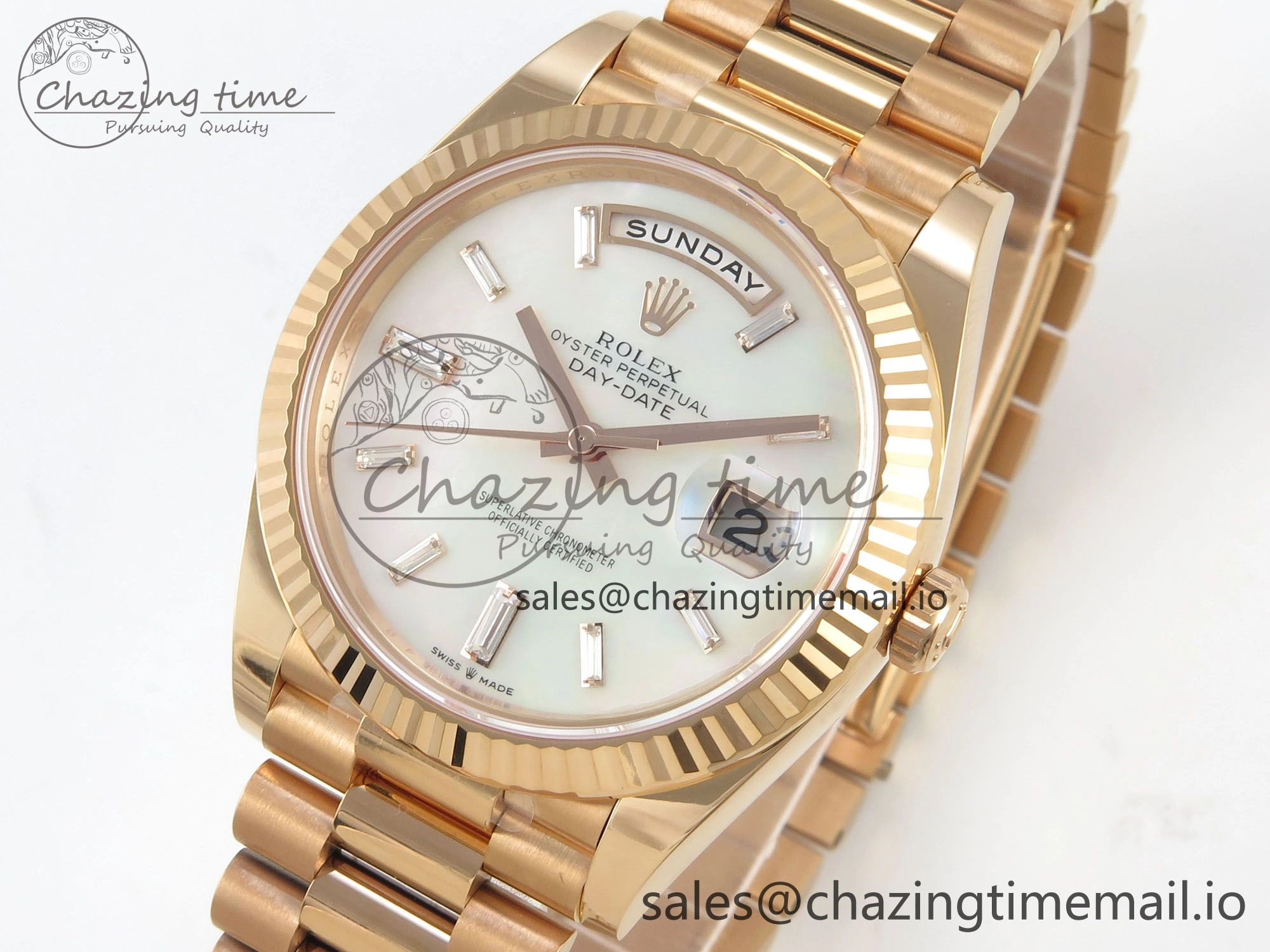 Day Date 40 RG 228235 THBF 1:1 Best Edition White MOP Crystal Dial on President Bracelet VR3255 V3 (Gain Weight) Bright 262