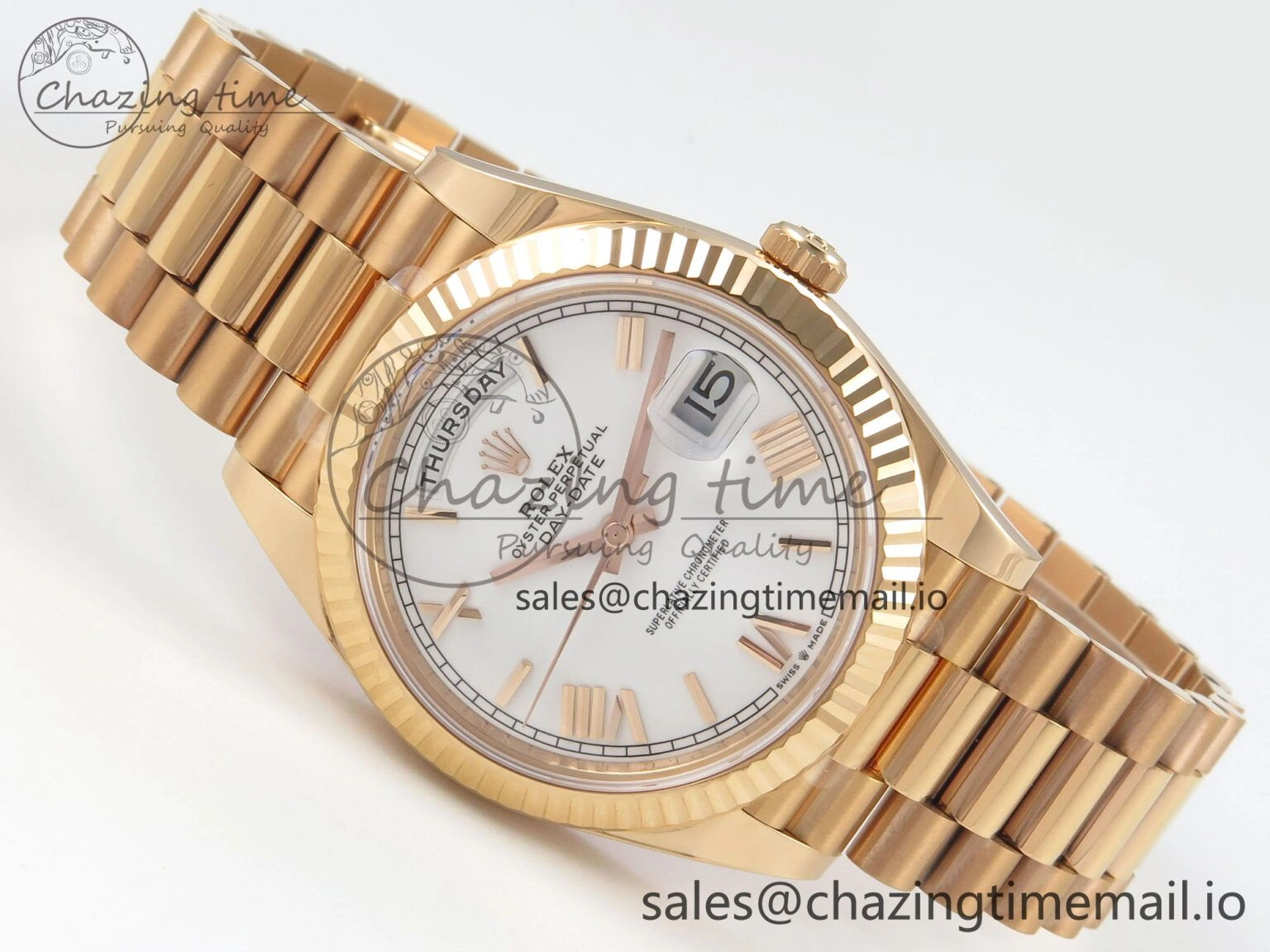 Efficient Day Date 40 RG 228235 THBF 1:1 Best Edition White Roman Dial on President Bracelet VR3255 V3 (Gain Weight) 264