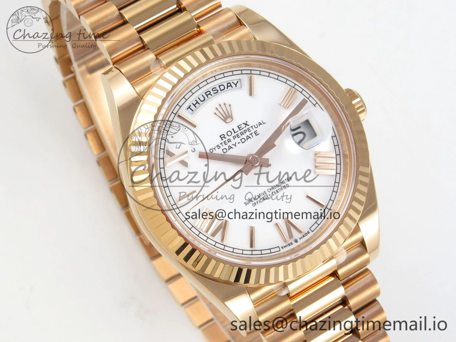 Efficient Day Date 40 RG 228235 THBF 1:1 Best Edition White Roman Dial on President Bracelet VR3255 V3 (Gain Weight) 264